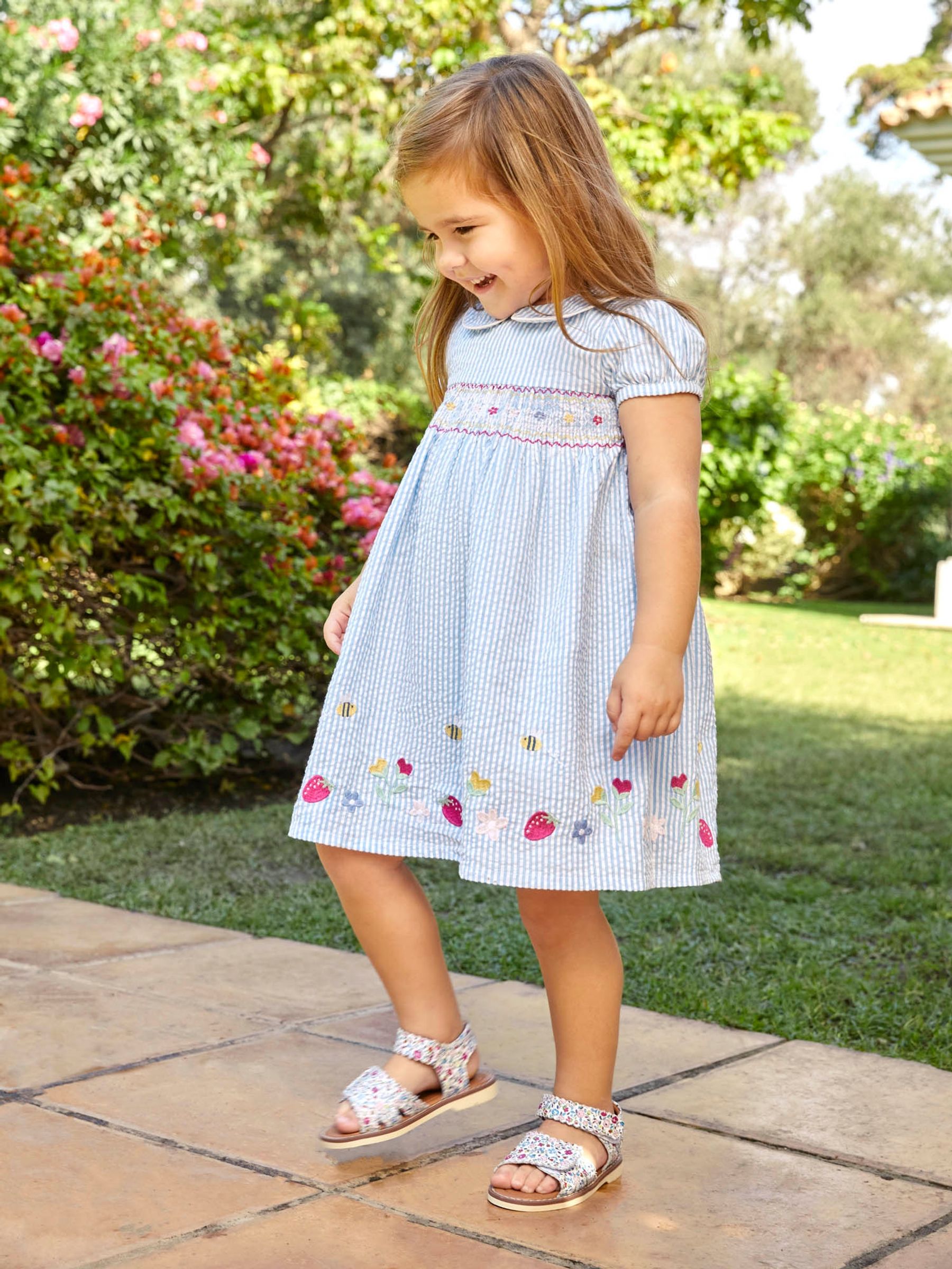 Blue Strawberry Embroidered Smocked Dress - Image 3 of 7