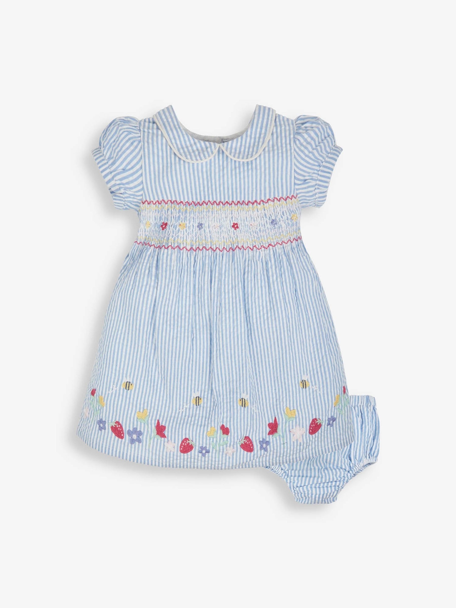 Blue Strawberry Embroidered Smocked Dress - Image 4 of 7