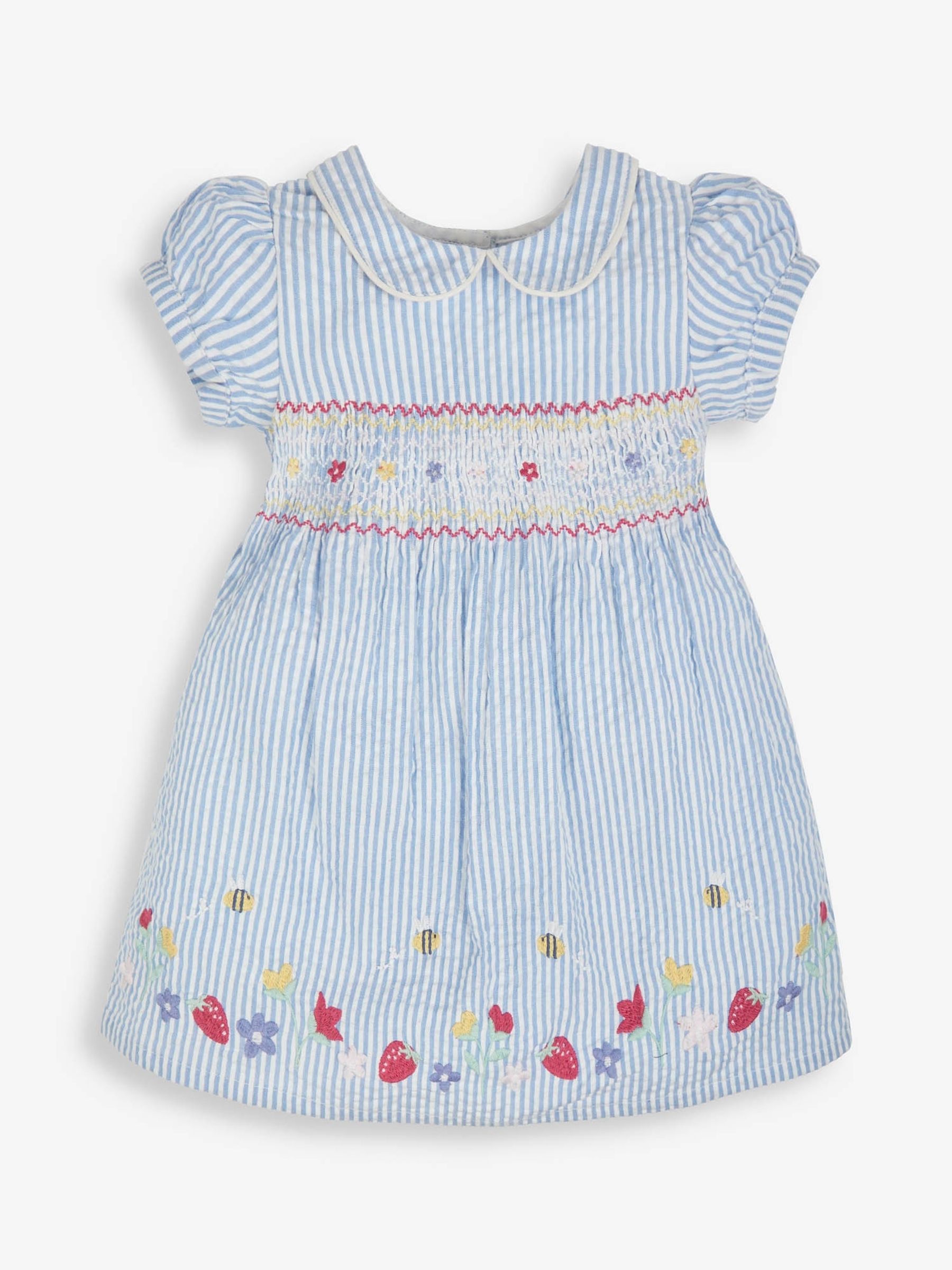 Blue Strawberry Embroidered Smocked Dress - Image 5 of 7