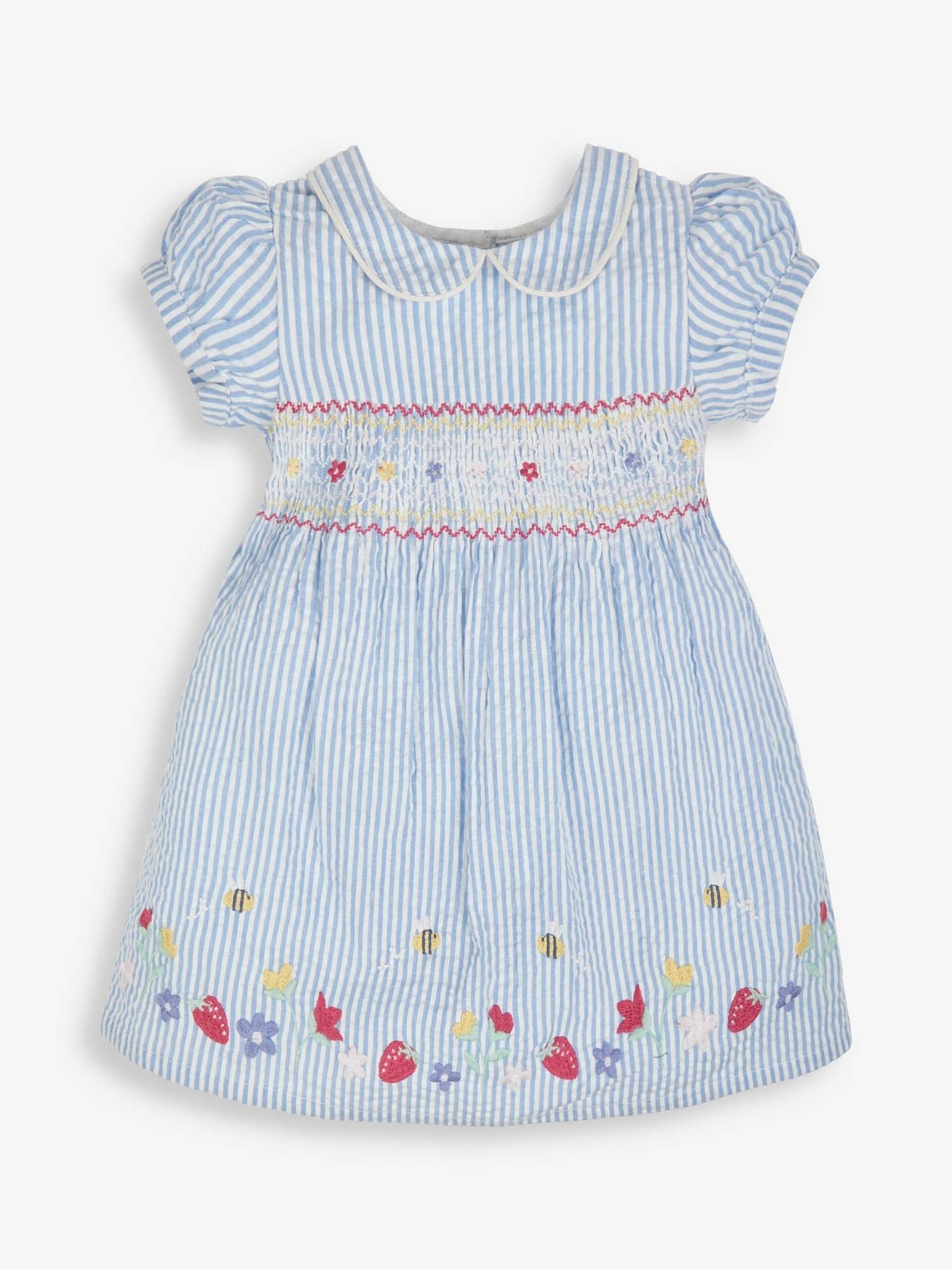 Blue Strawberry Embroidered Smocked Dress - Image 8 of 9