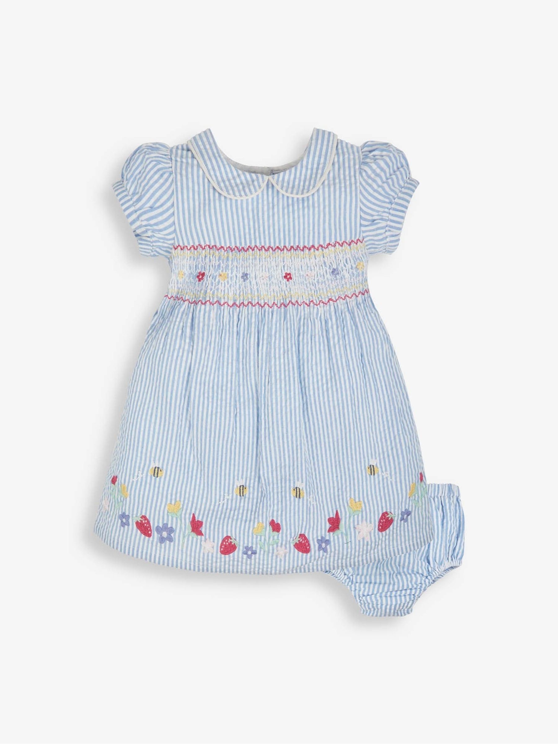Blue Strawberry Embroidered Smocked Dress - Image 9 of 9
