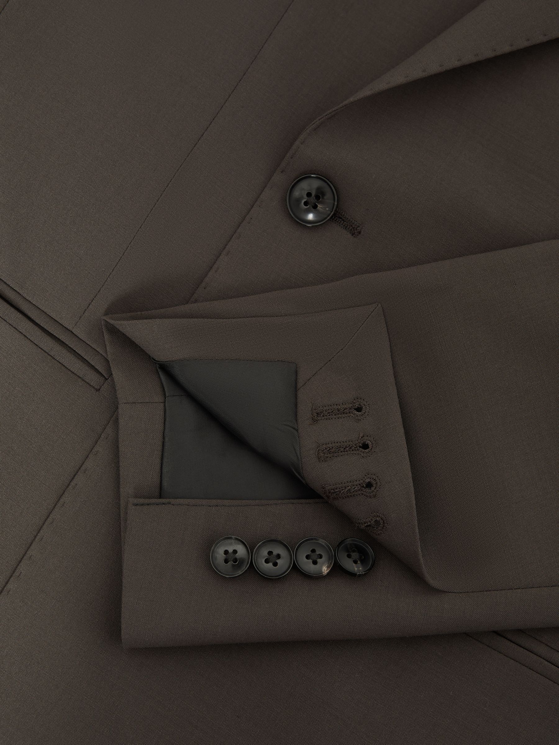 Slim Fit Wool Blend Double Breasted Blazer in Chocolate - Image 7 of 8