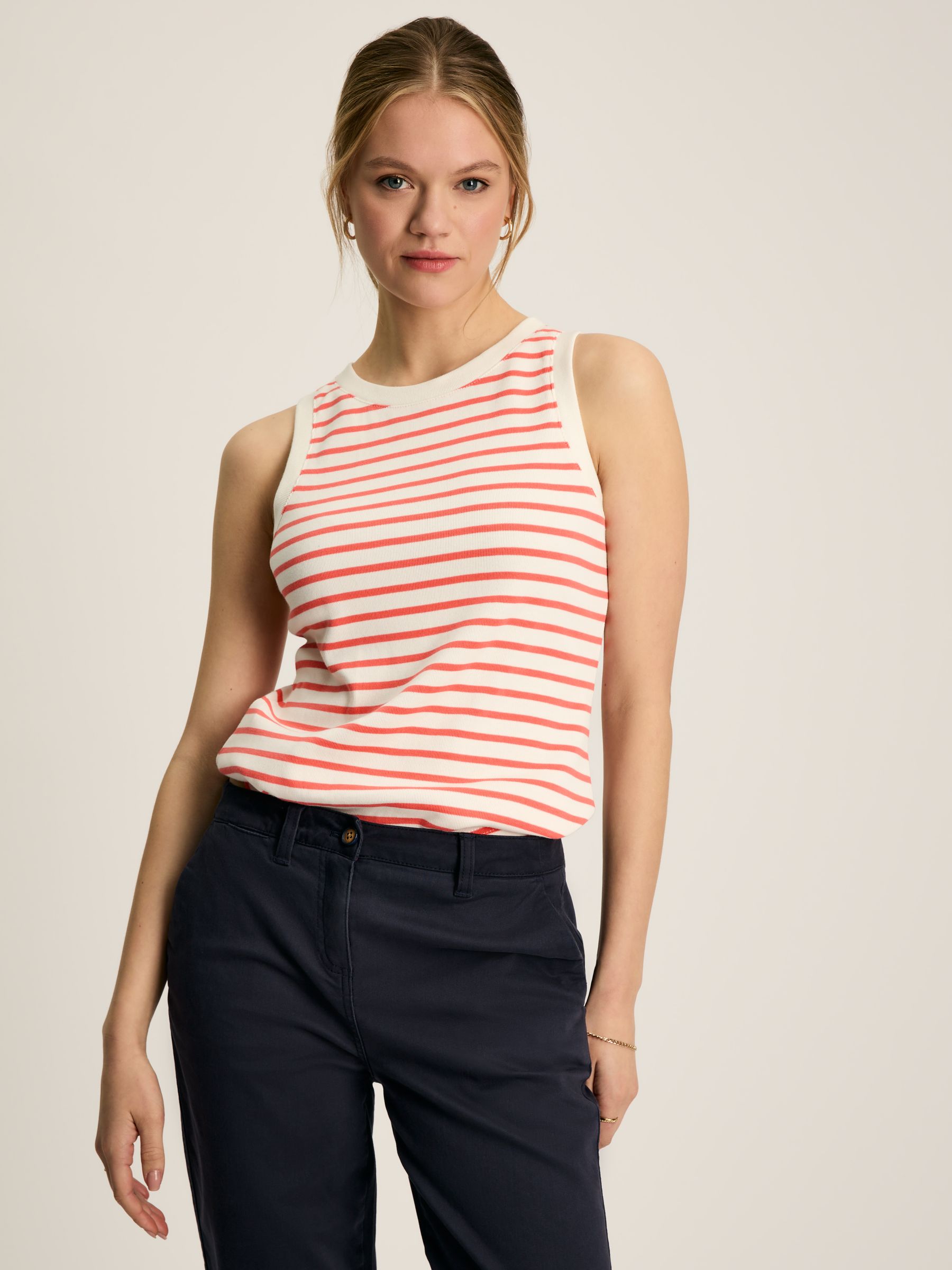 Harbour Cream & Coral Striped Jersey Vest - Image 1 of 6