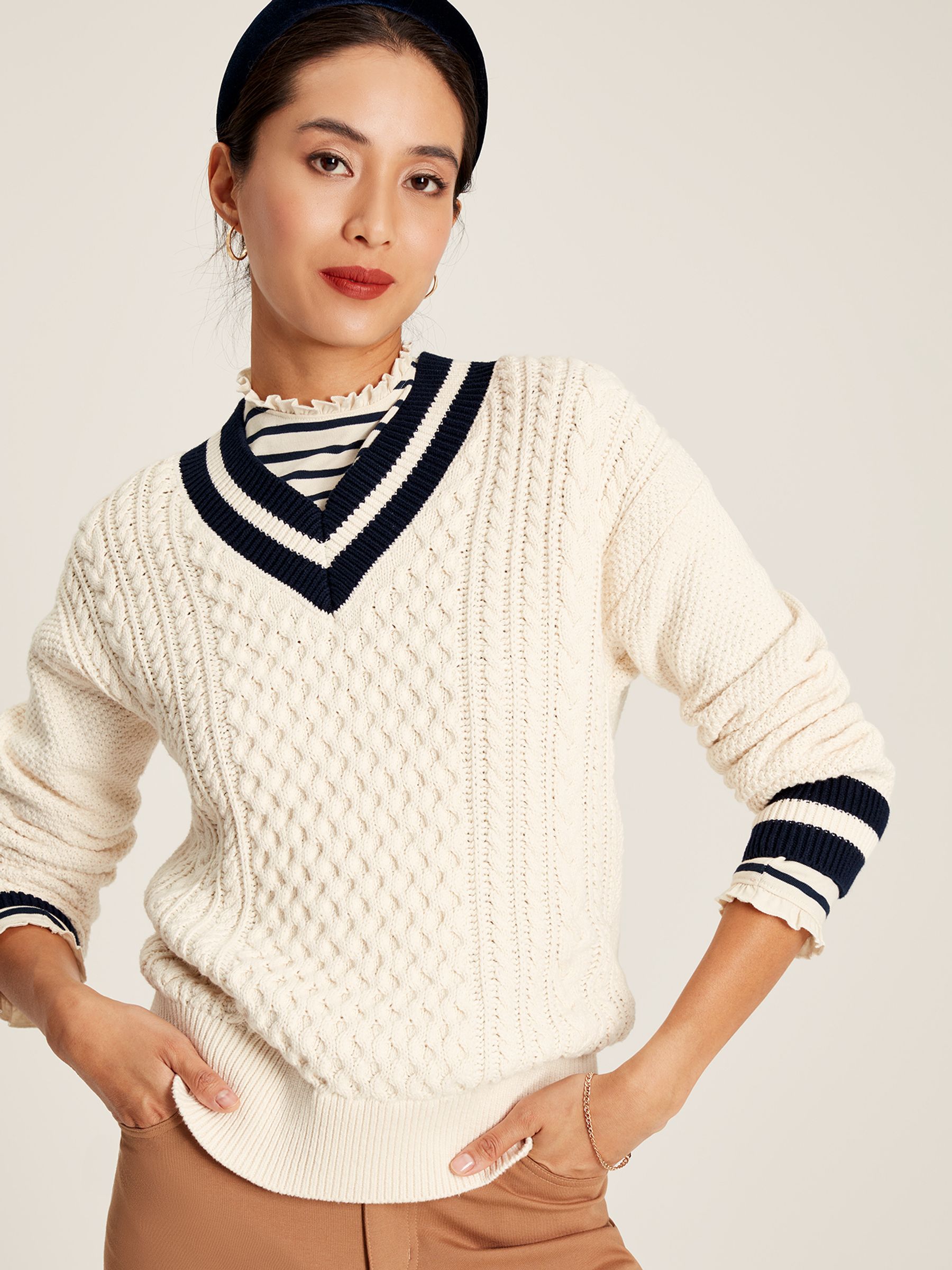 Dawson Cream V-Neck Cricket Jumper - Image 1 of 5