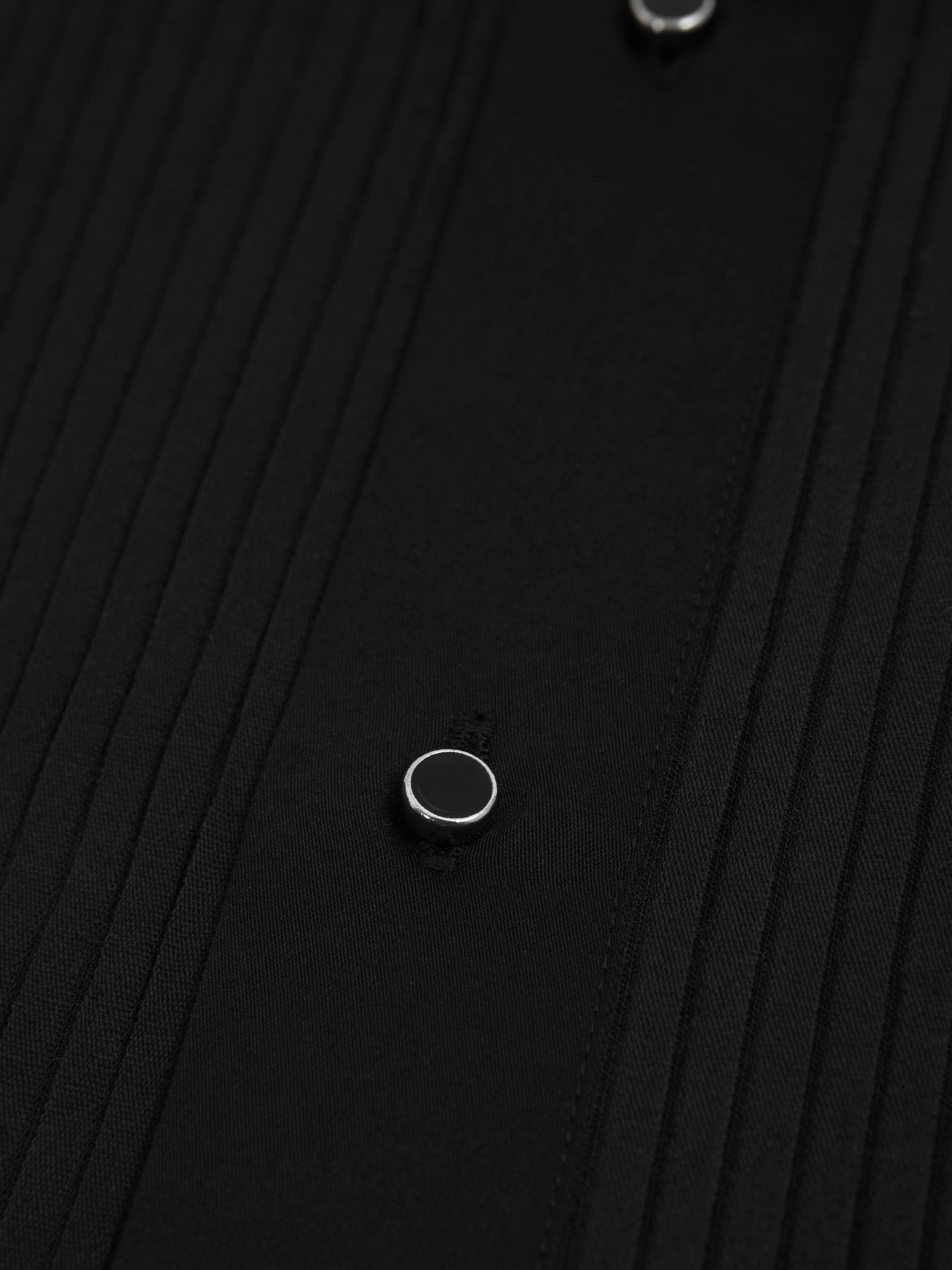 Slim Fit Double Cuff Tuxedo Shirt in Black - Image 8 of 8