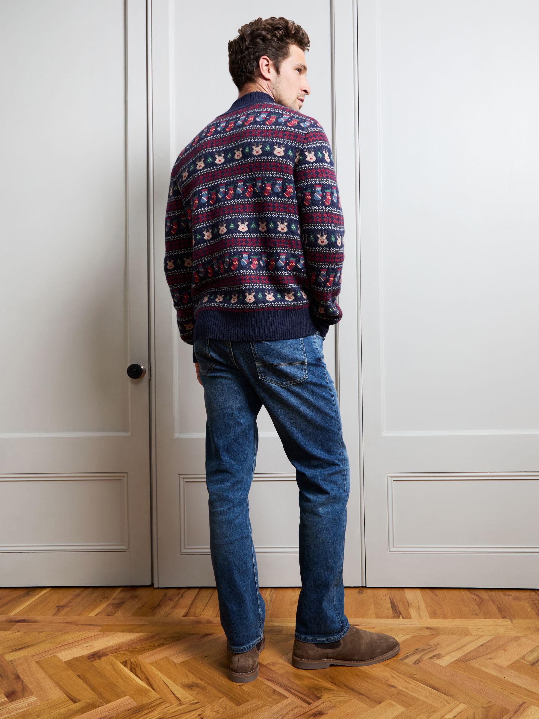 Navy Blue Men's Long Sleeve Christmas Fairisle Jumper - Image 4 of 4