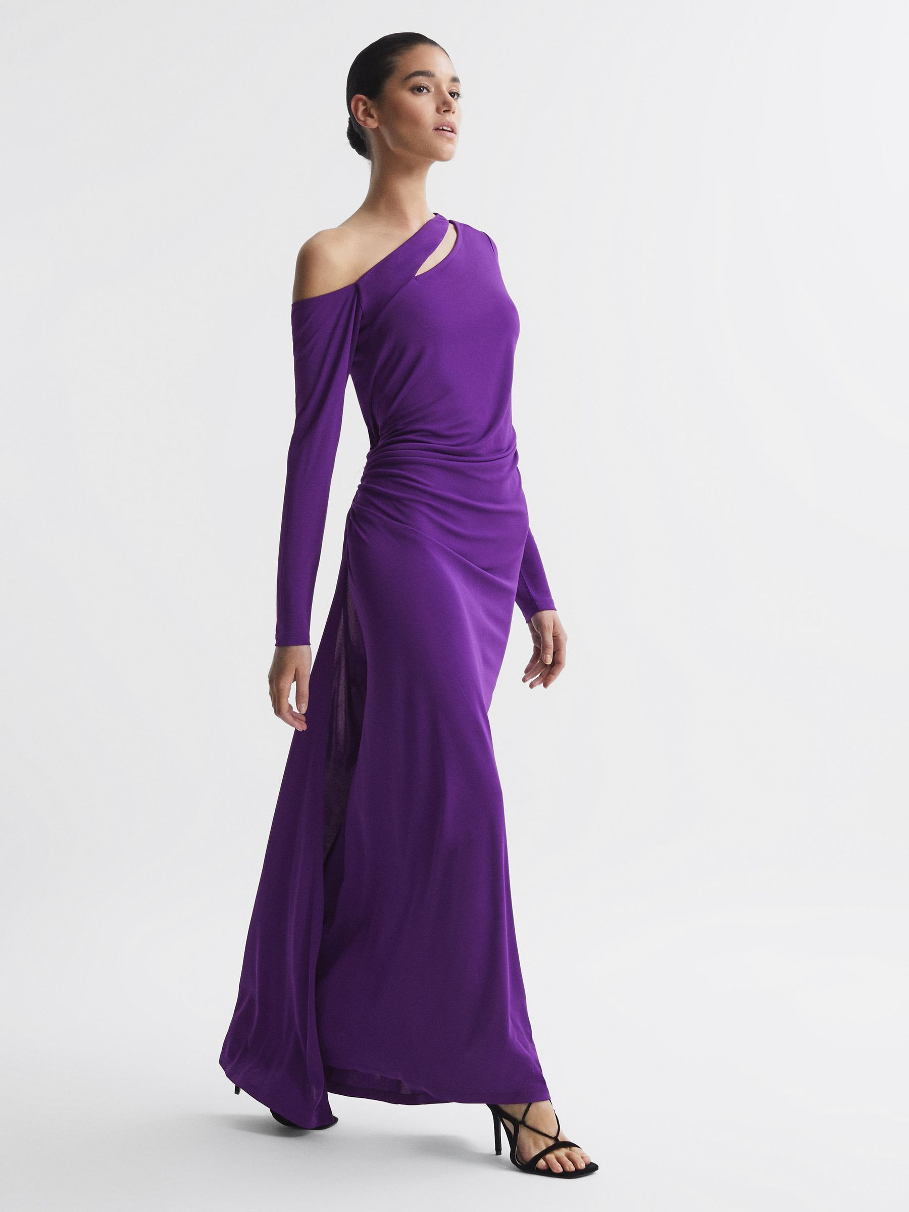Off-The-Shoulder Cut-Out Maxi Dress in Purple - Image 1 of 4