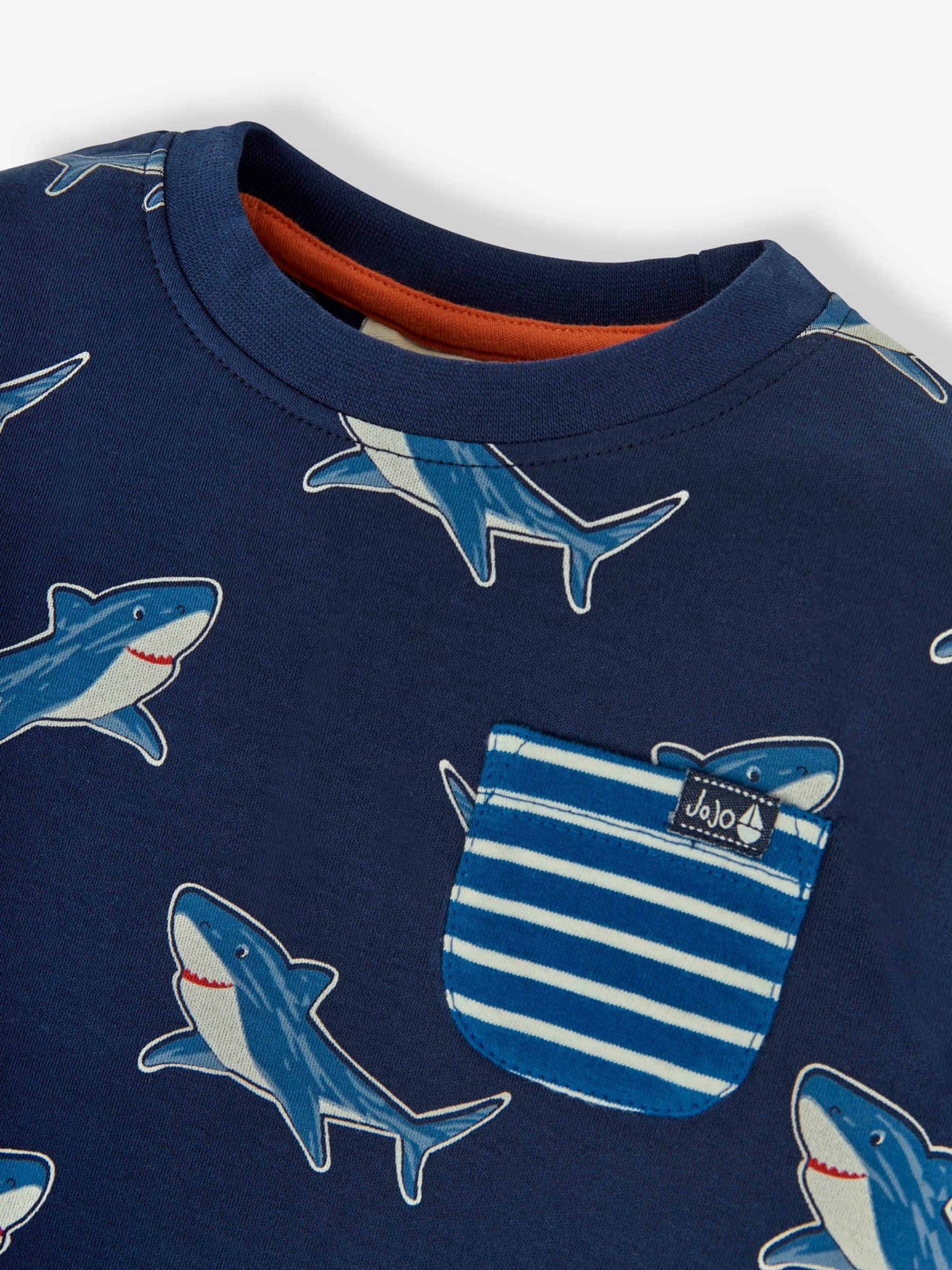 Navy Shark Print Pocket T-Shirt - Image 2 of 2