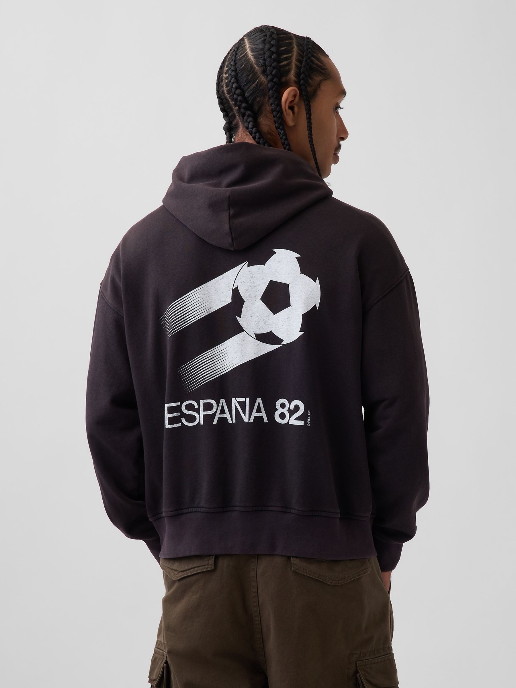 Black Spain FIFA WORLD CUP™ Vintage Soft Oversized Hoodie - Image 2 of 4
