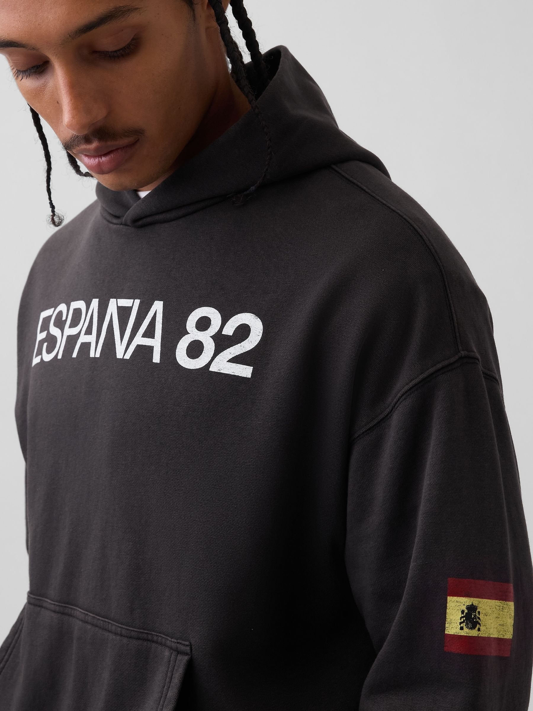 Black Spain FIFA WORLD CUP™ Vintage Soft Oversized Hoodie - Image 3 of 4