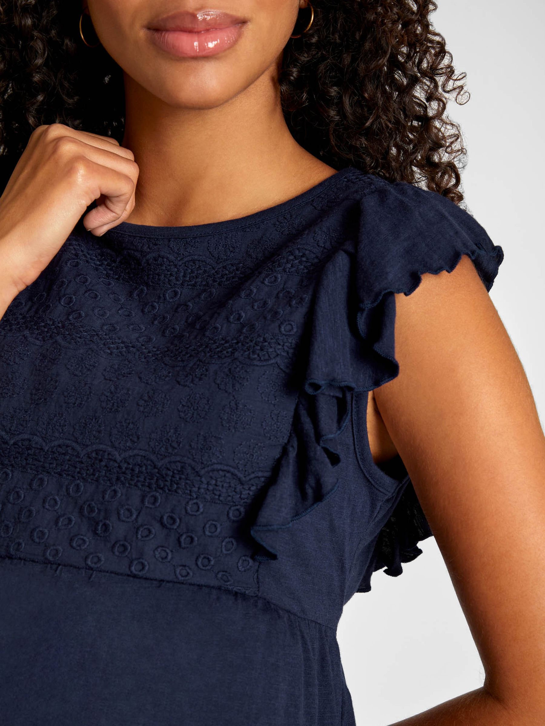 Navy Jersey Broderie Anglaise Maternity Dress - Image 3 of 3