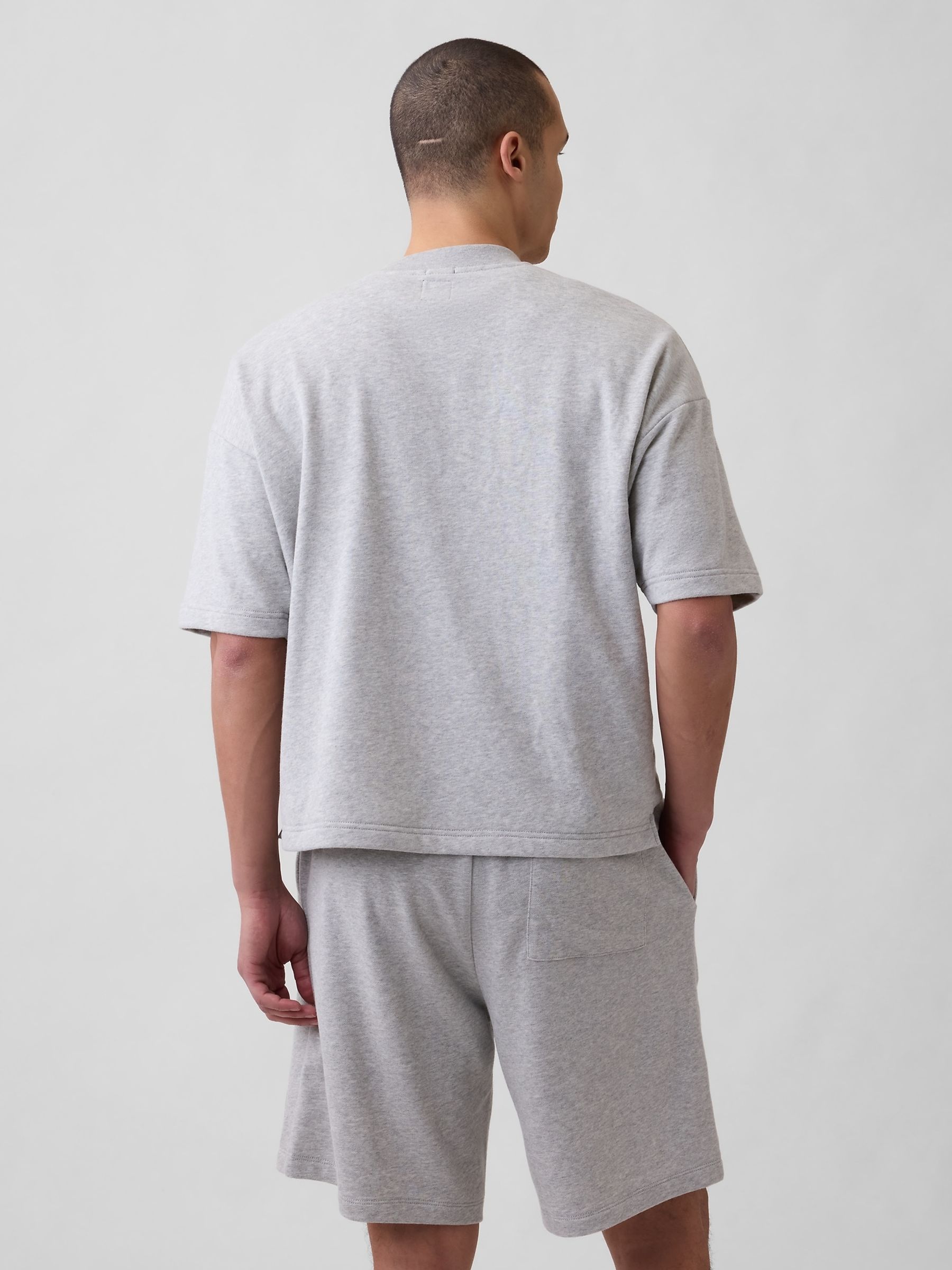 Grey VintageSoft French Terry Oversized Logo Short Sleeve Sweatshirt - Image 2 of 4 Grey VintageSoft French Terry Oversized Logo Short Sleeve Sweatshirt - Image 2 of 4