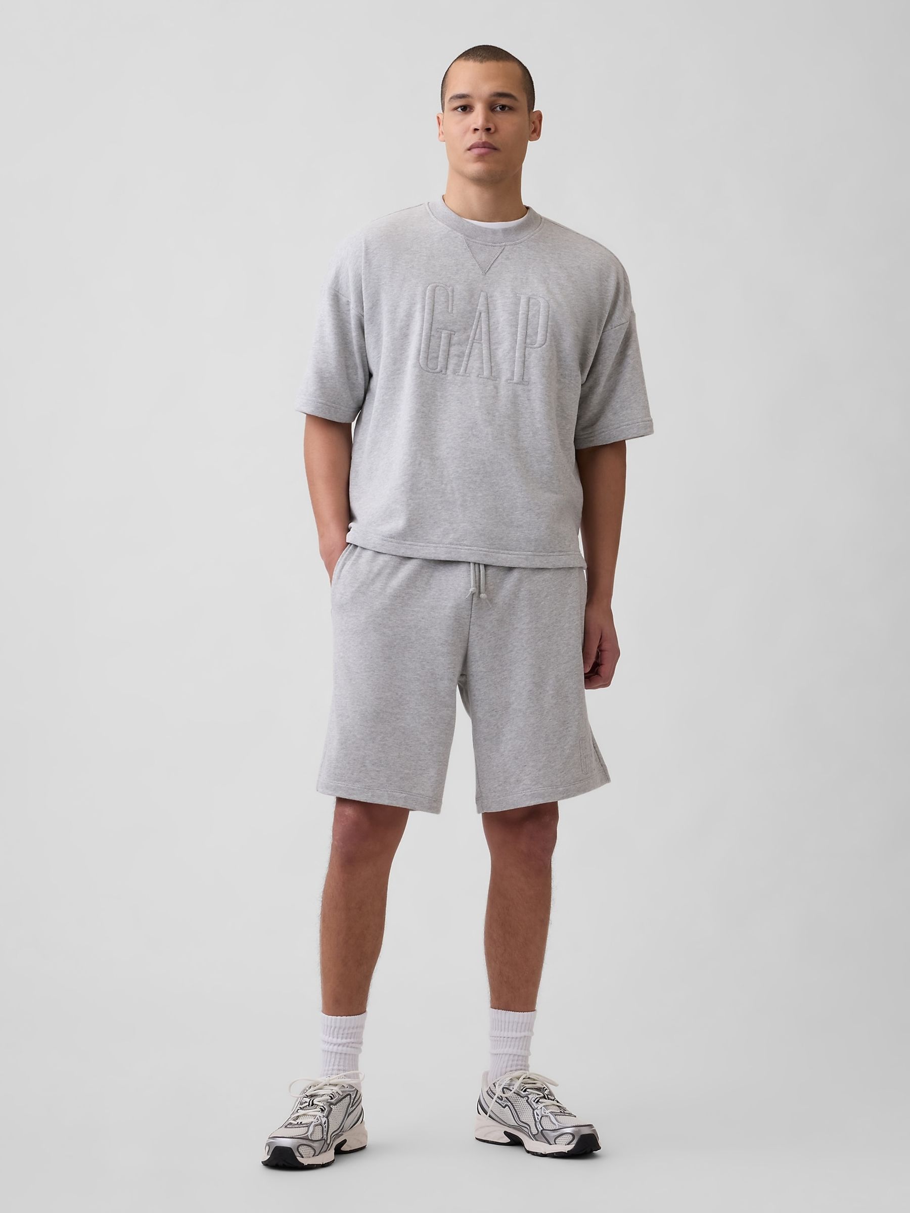 Grey VintageSoft French Terry Oversized Logo Short Sleeve Sweatshirt - Image 3 of 4