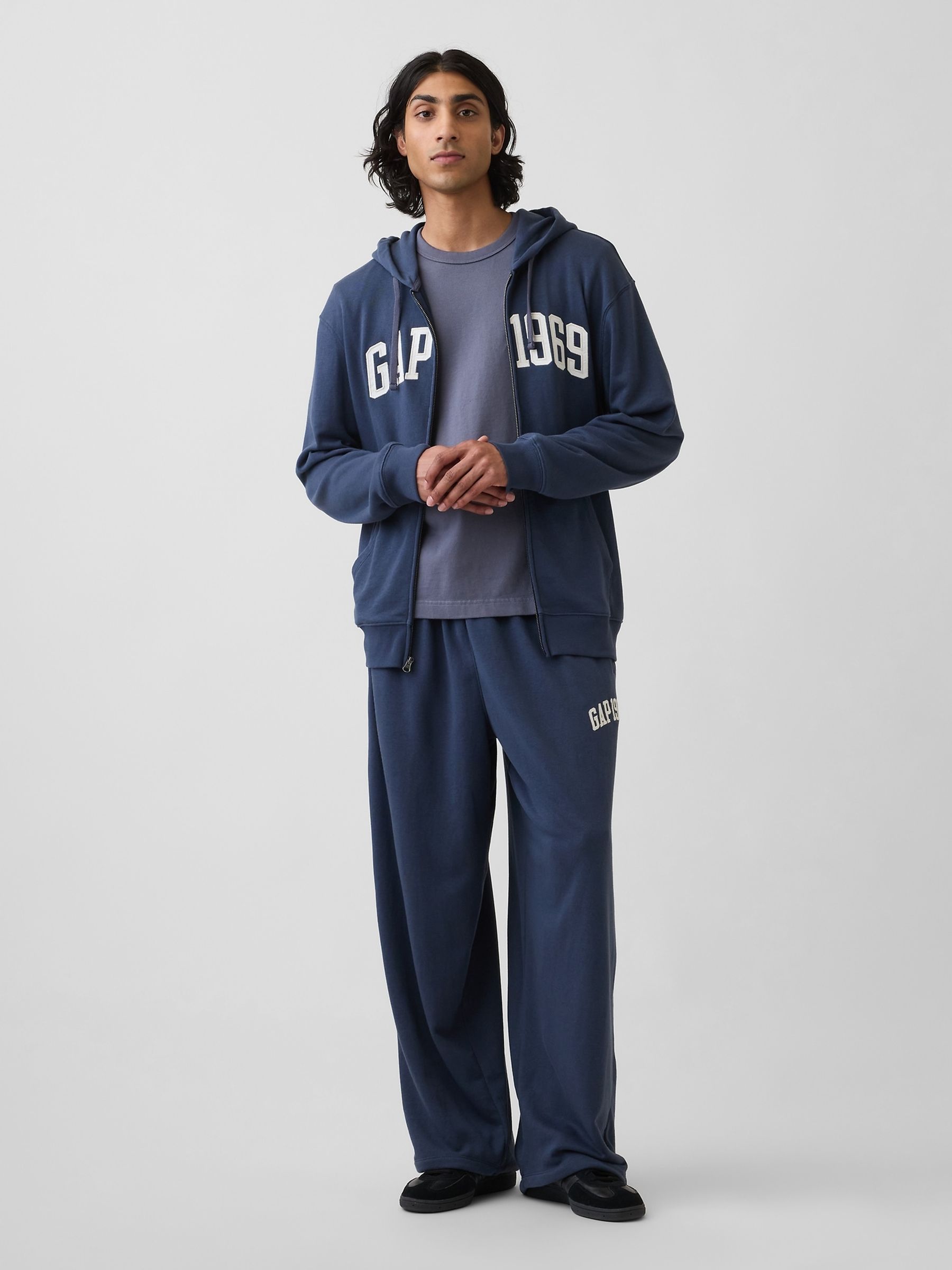 Navy French Terry Relaxed 1969 Logo Zip Hoodie - Image 3 of 4