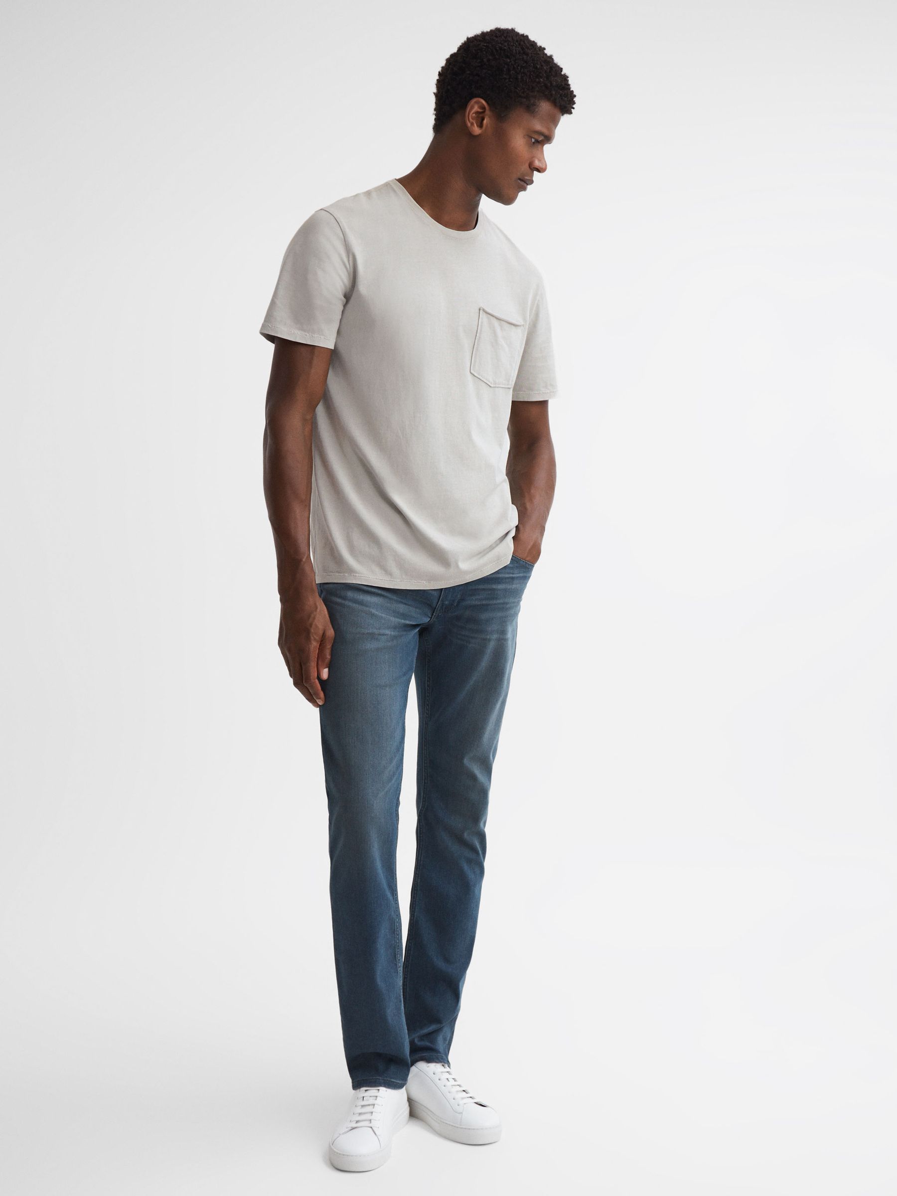 Paige Chest Pocket Acid Wash T-Shirt in Vintage London Fog - Image 3 of 5