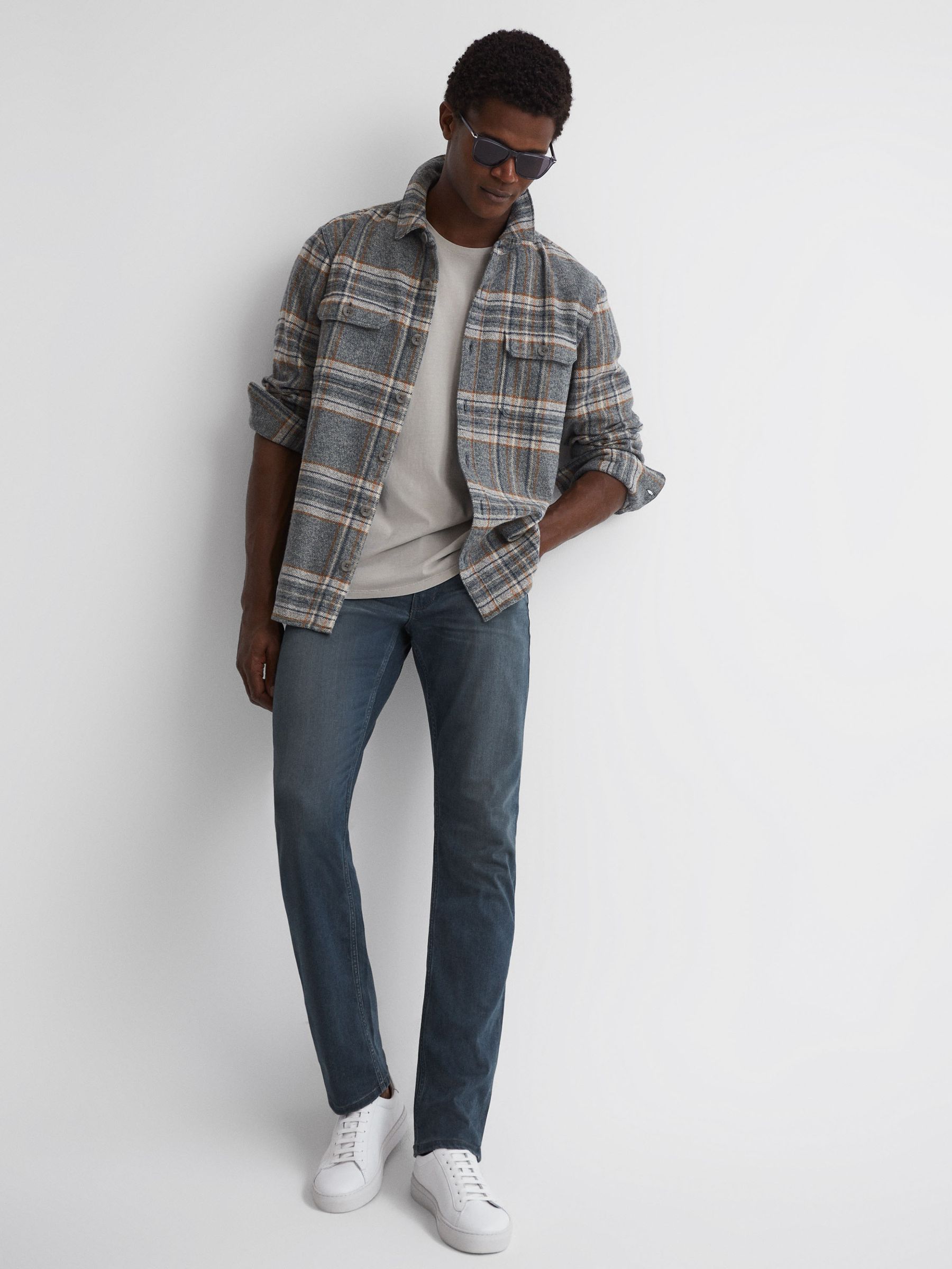 Paige Chest Pocket Acid Wash T-Shirt in Vintage London Fog - Image 4 of 5