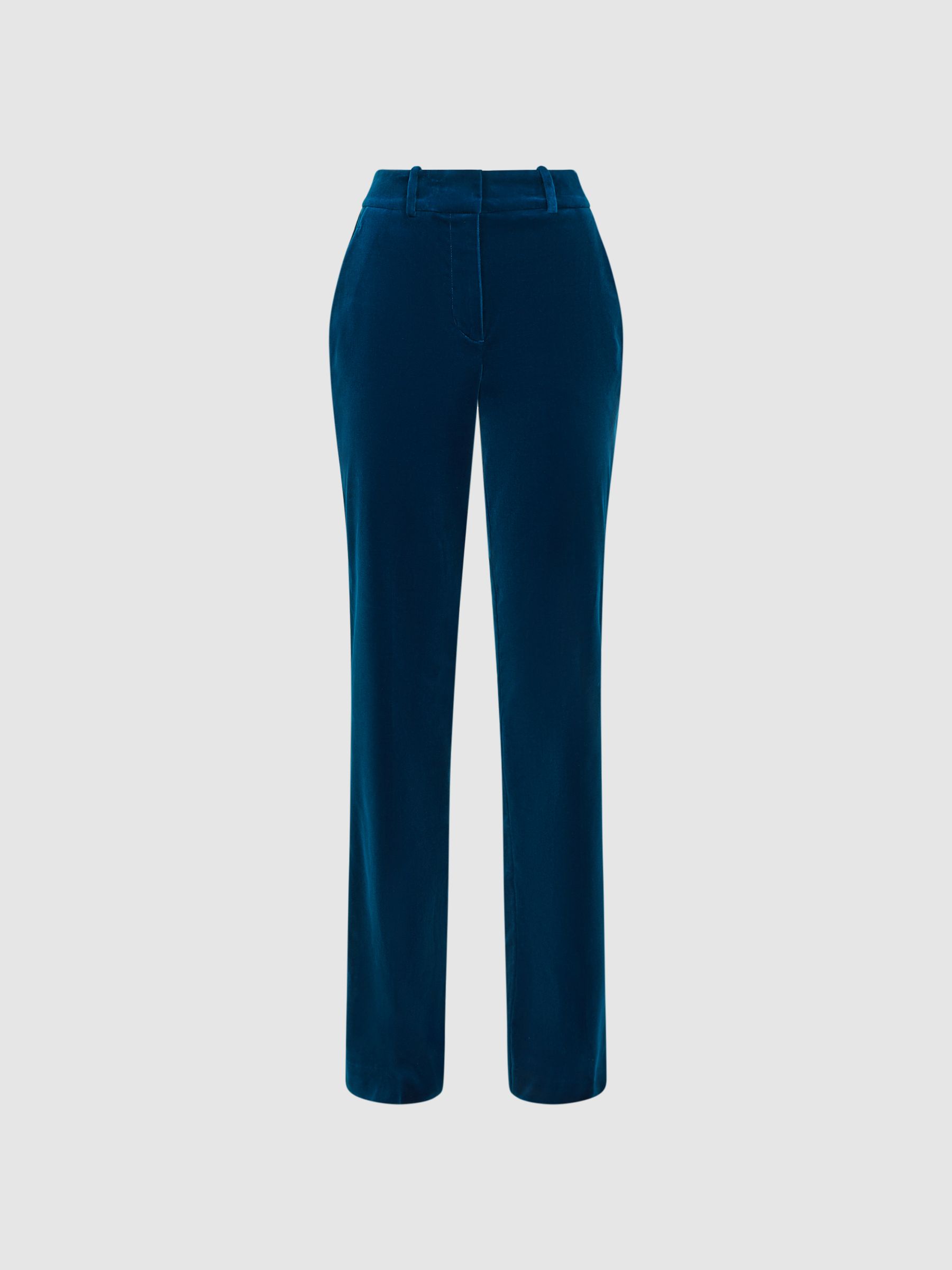 Velvet Flared Suit Trousers in Blue - Image 2 of 6