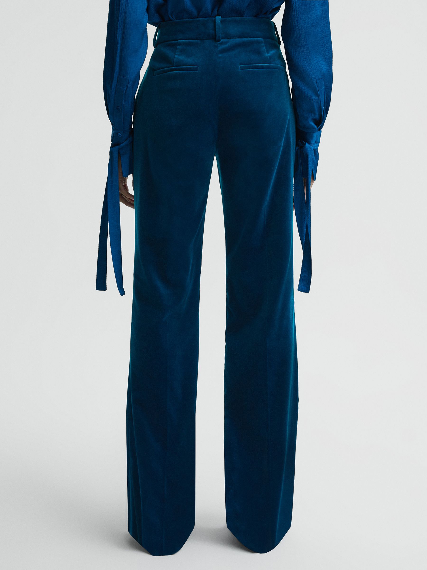 Velvet Flared Suit Trousers in Blue - Image 5 of 6