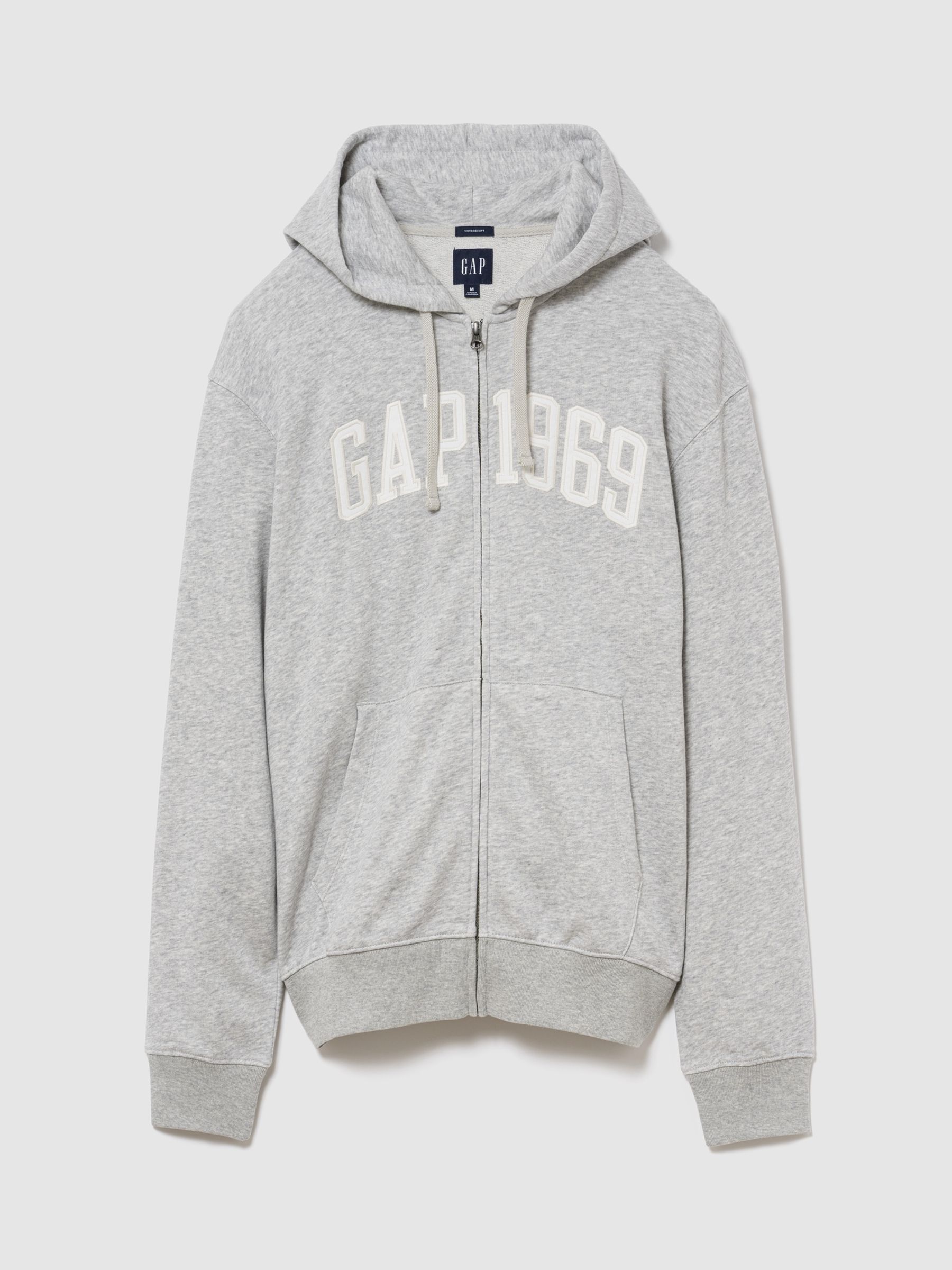 Grey French Terry Relaxed 1969 Logo Zip Hoodie - Image 1 of 2