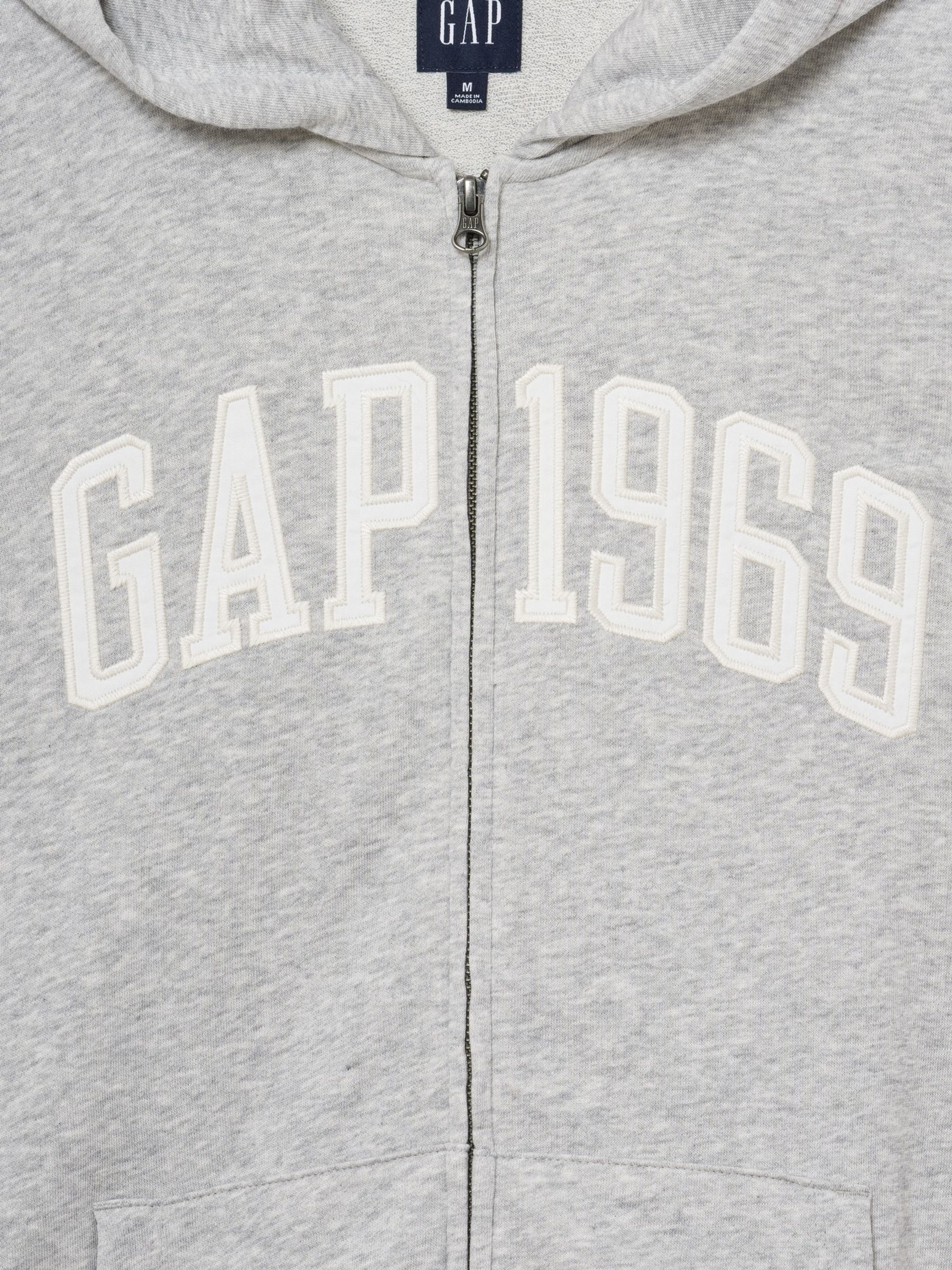 Grey French Terry Relaxed 1969 Logo Zip Hoodie - Image 2 of 2