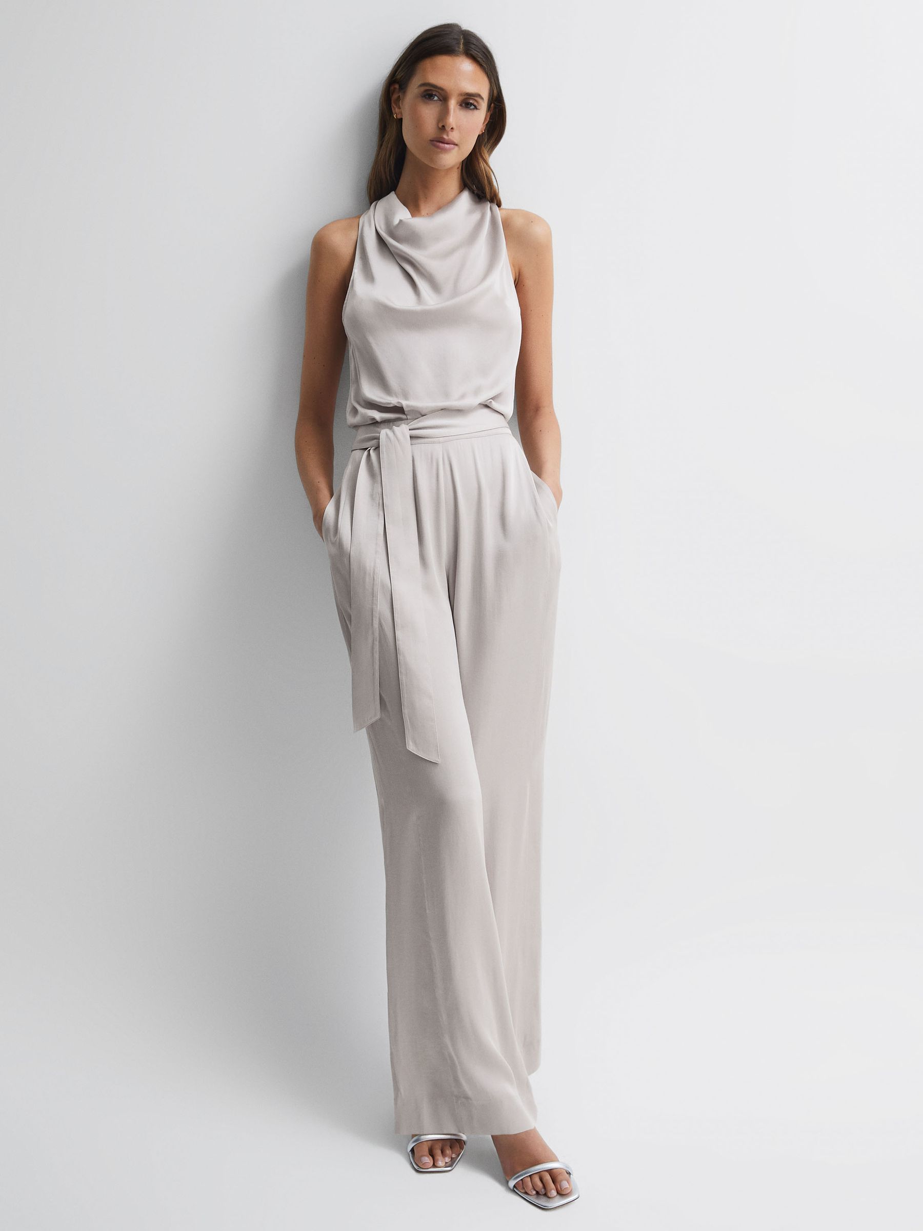Sleeveless Cowl Neck Jumpsuit in Neutral - Image 4 of 5