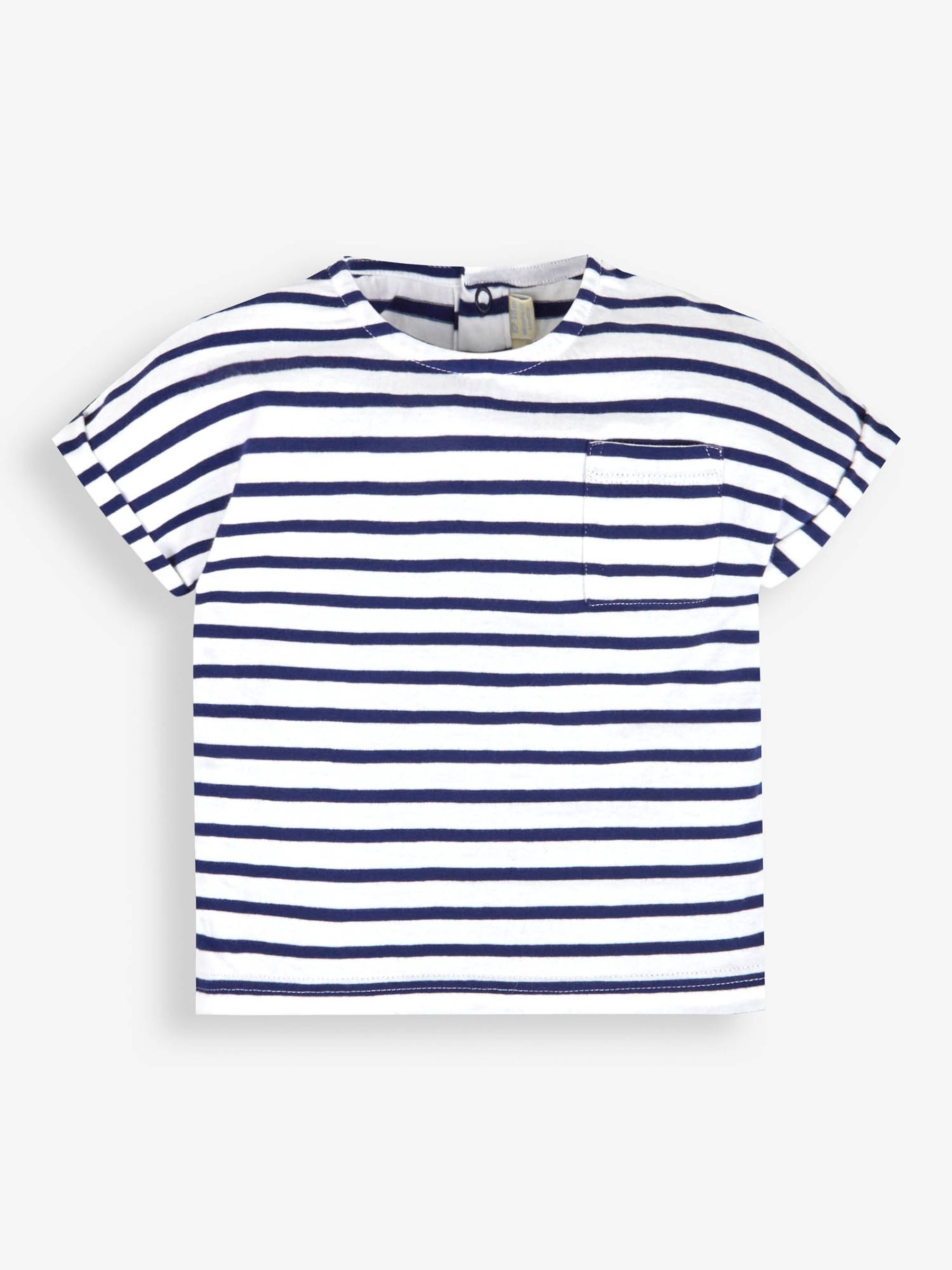 White Navy Stripe Stripe Breton Drop Shoulder T-Shirt - Image 1 of 2