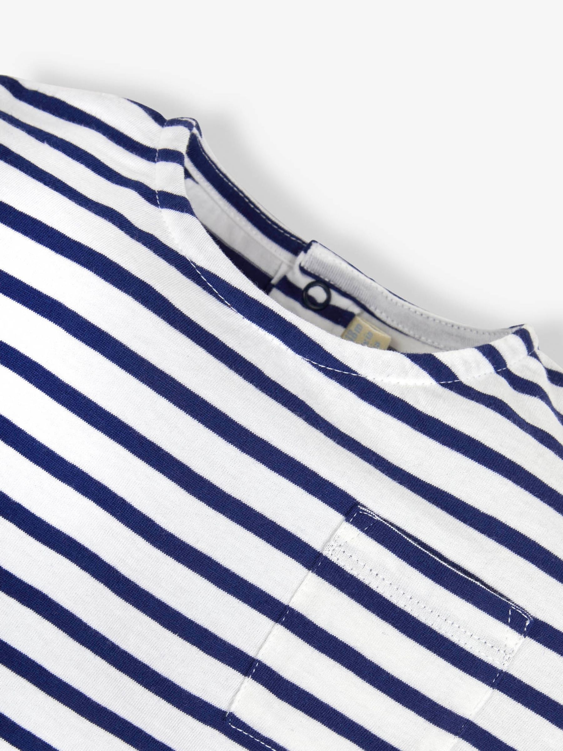 White Navy Stripe Stripe Breton Drop Shoulder T-Shirt - Image 2 of 2