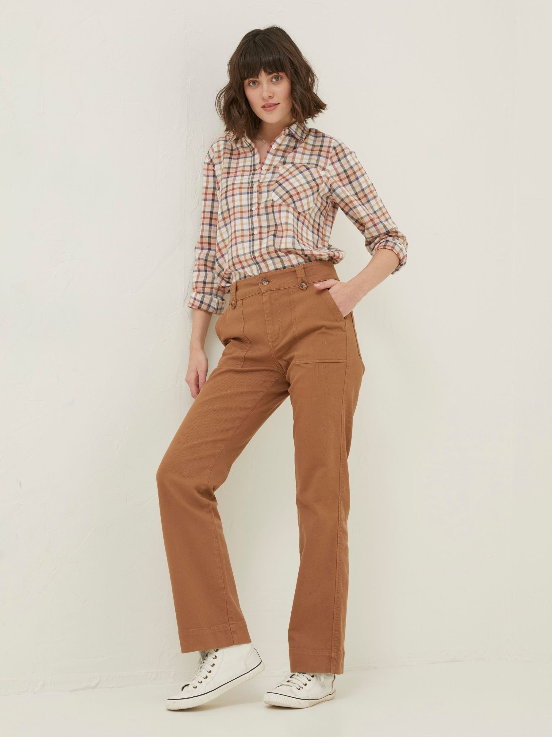 Brown Canvas Ripley Wide Leg Trousers - Image 3 of 5