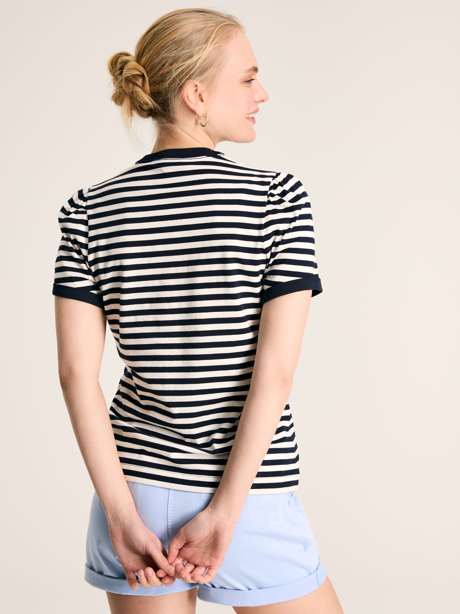 Erin Navy Blue Stripe Short Sleeve T-Shirt - Image 2 of 6