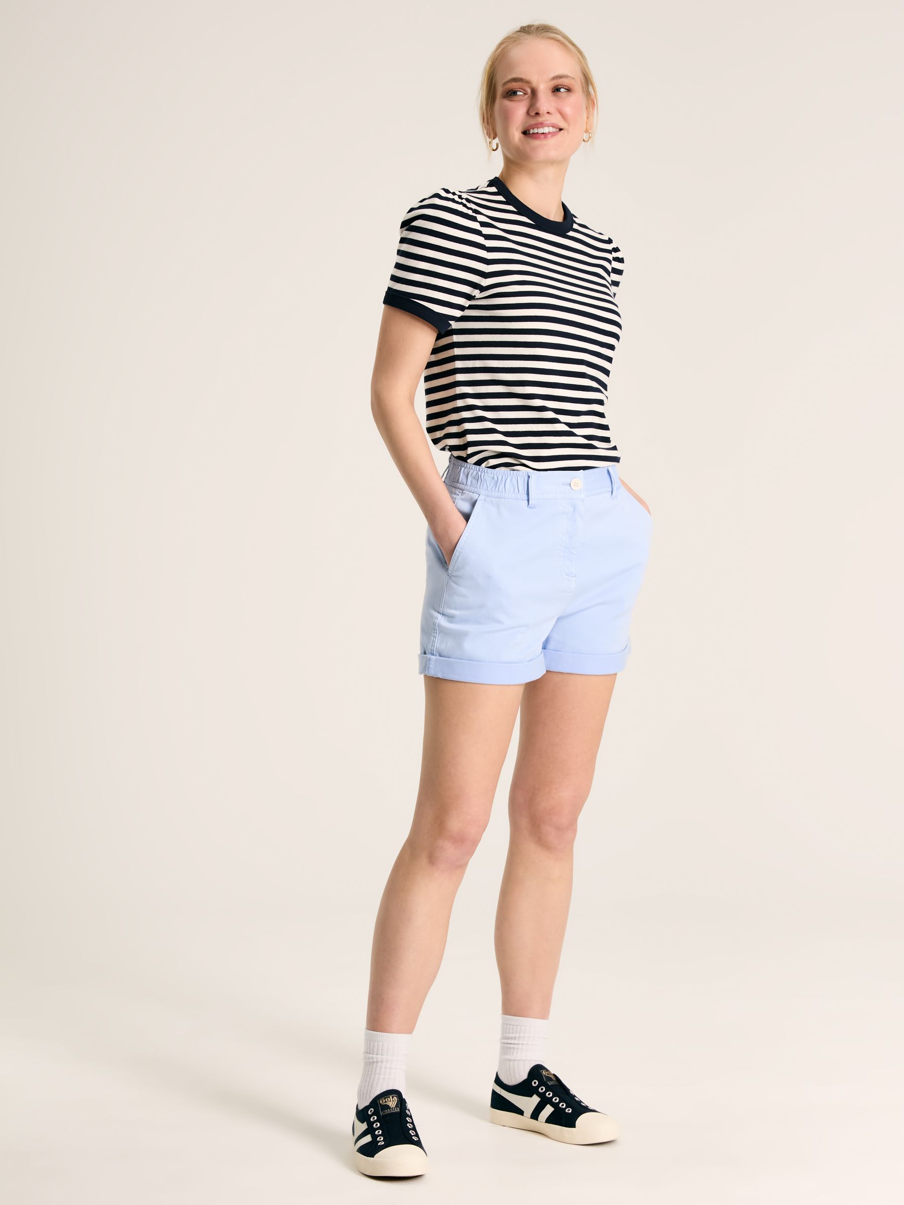 Erin Navy Blue Stripe Short Sleeve T-Shirt - Image 3 of 6
