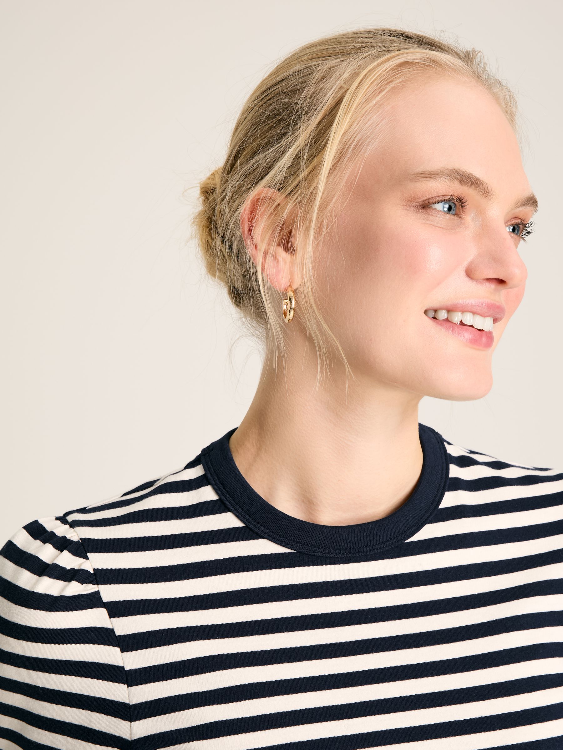 Erin Navy Blue Stripe Short Sleeve T-Shirt - Image 4 of 6