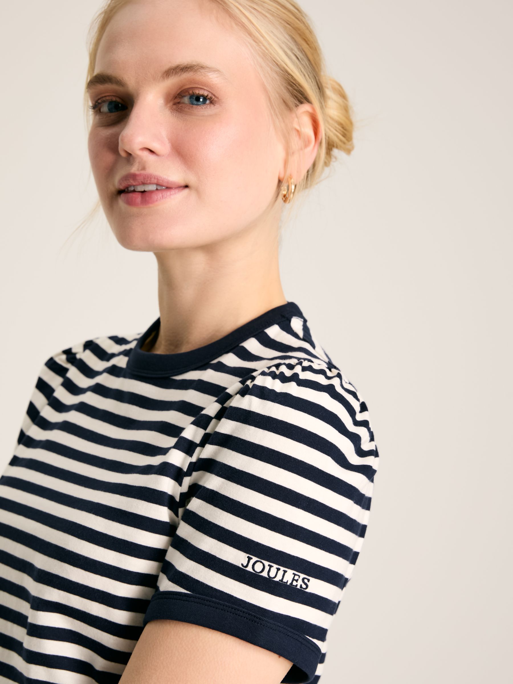 Erin Navy Blue Stripe Short Sleeve T-Shirt - Image 5 of 6