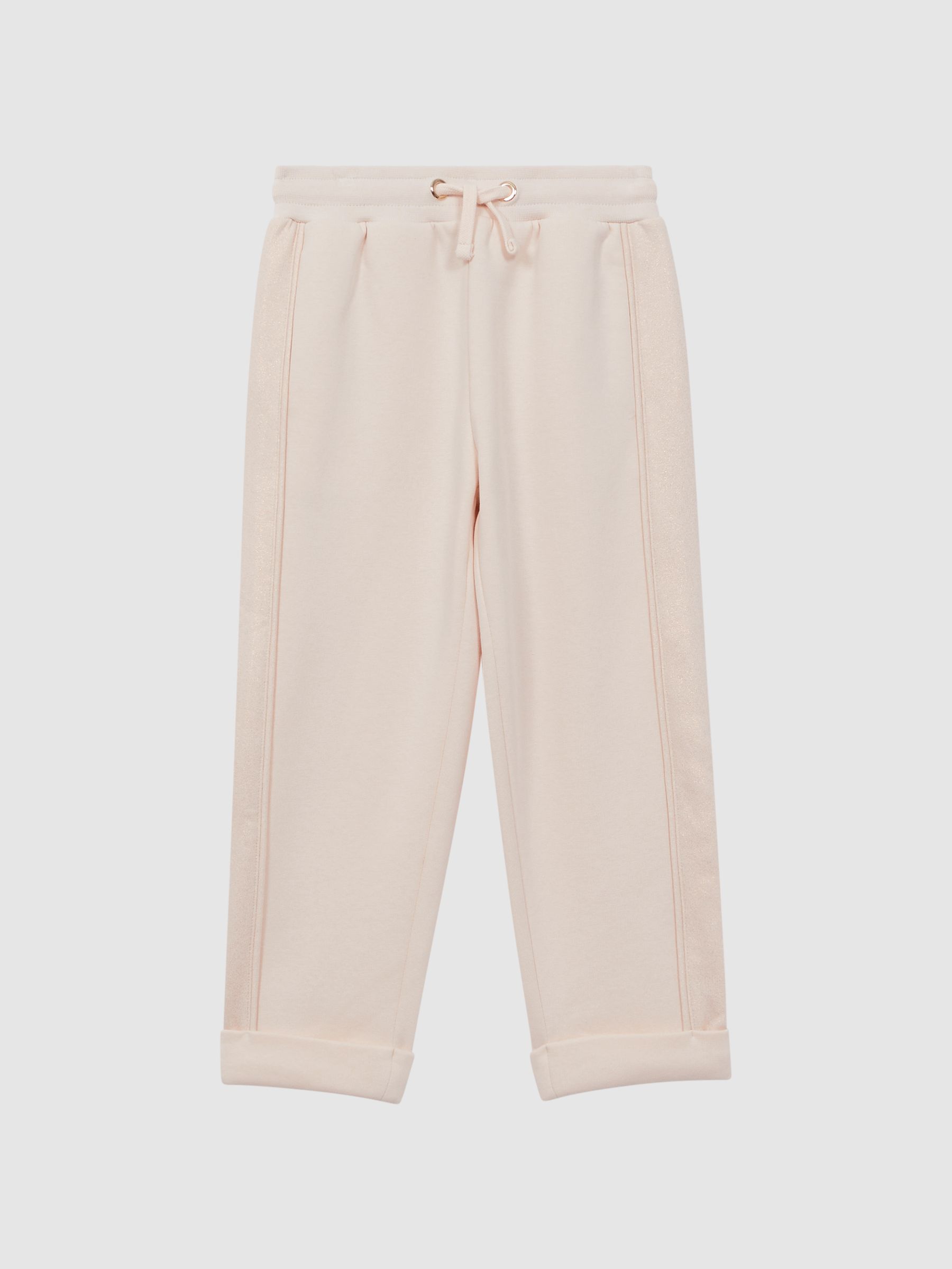 9-14 yrs Cotton Drawstring Sparkle Joggers in Pink - Image 2 of 6