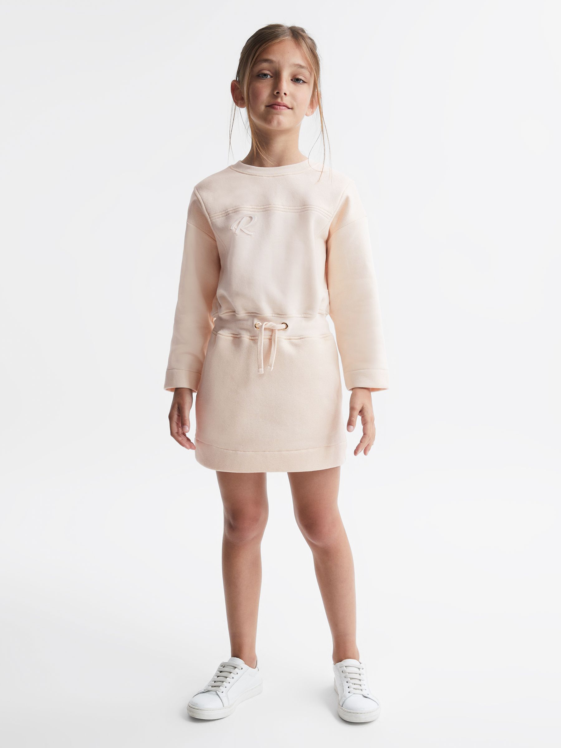 9-14 yrs Sparkle Crew Neck Drawstring Dress in Pink - Image 3 of 6