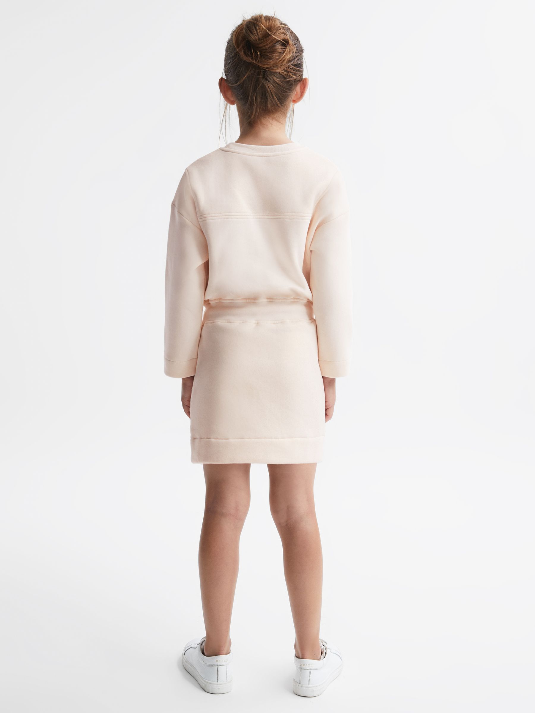 9-14 yrs Sparkle Crew Neck Drawstring Dress in Pink - Image 5 of 6