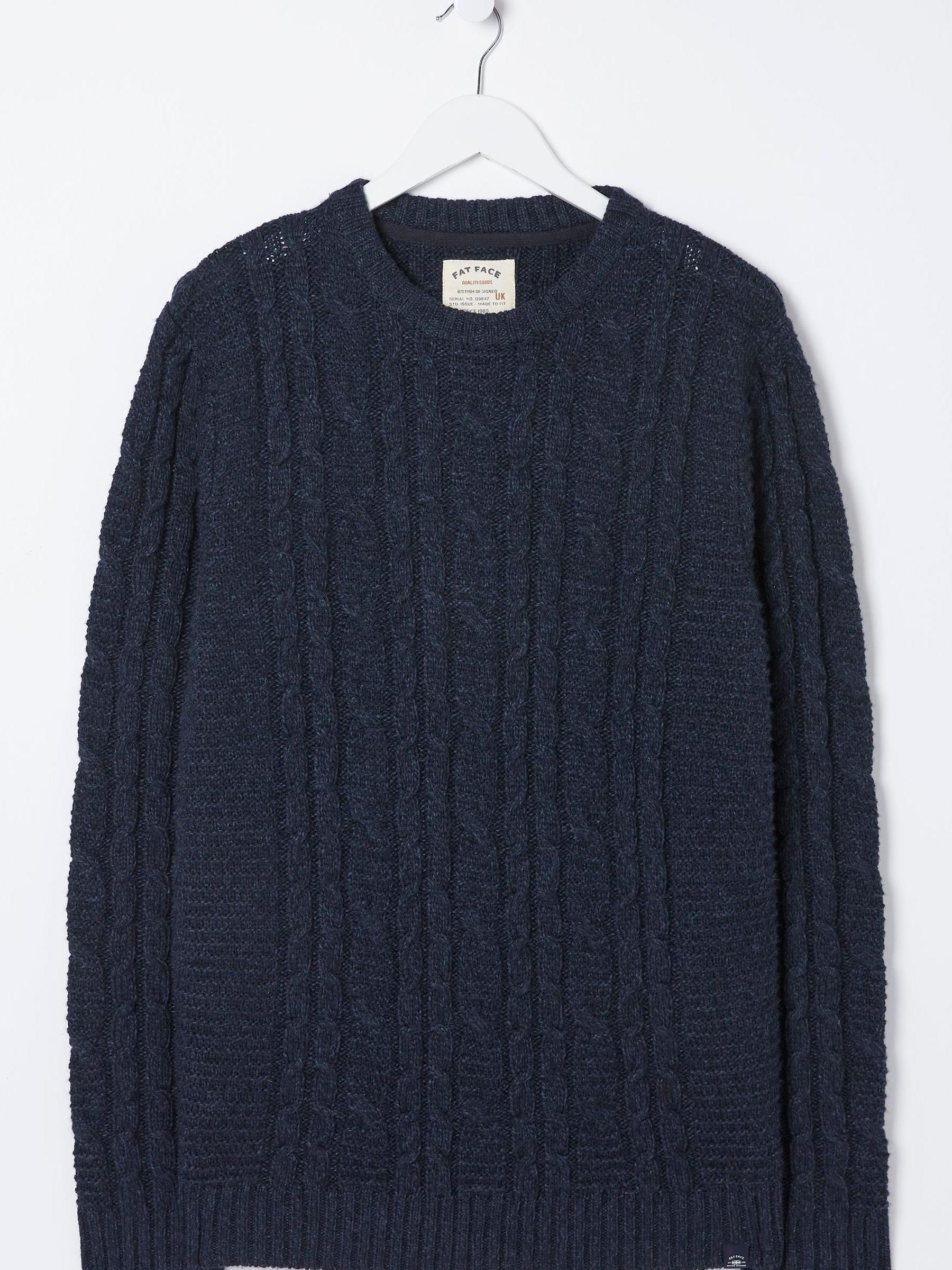 Black Funtley Cable Crew Jumper - Image 6 of 6 Black Funtley Cable Crew Jumper - Image 6 of 6
