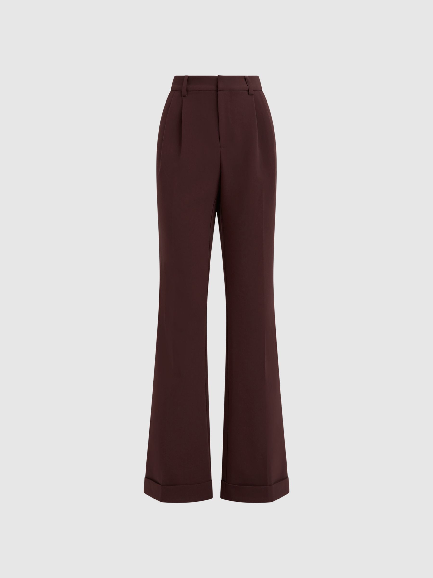 Paige High Rise Rolled Hem Suit Trousers in Mahogany - Image 2 of 6