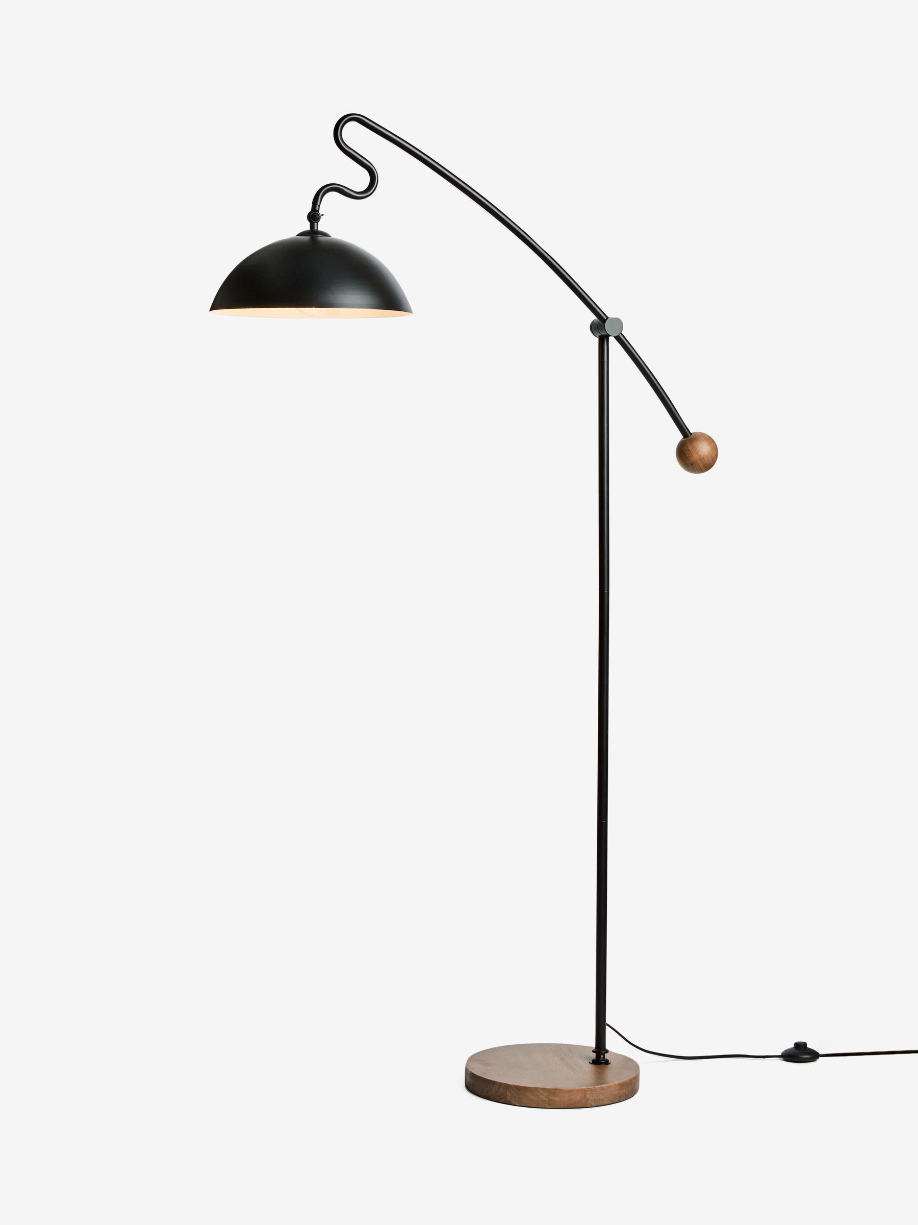 Avery Floor Lamp in Black/Wood - Image 4 of 4