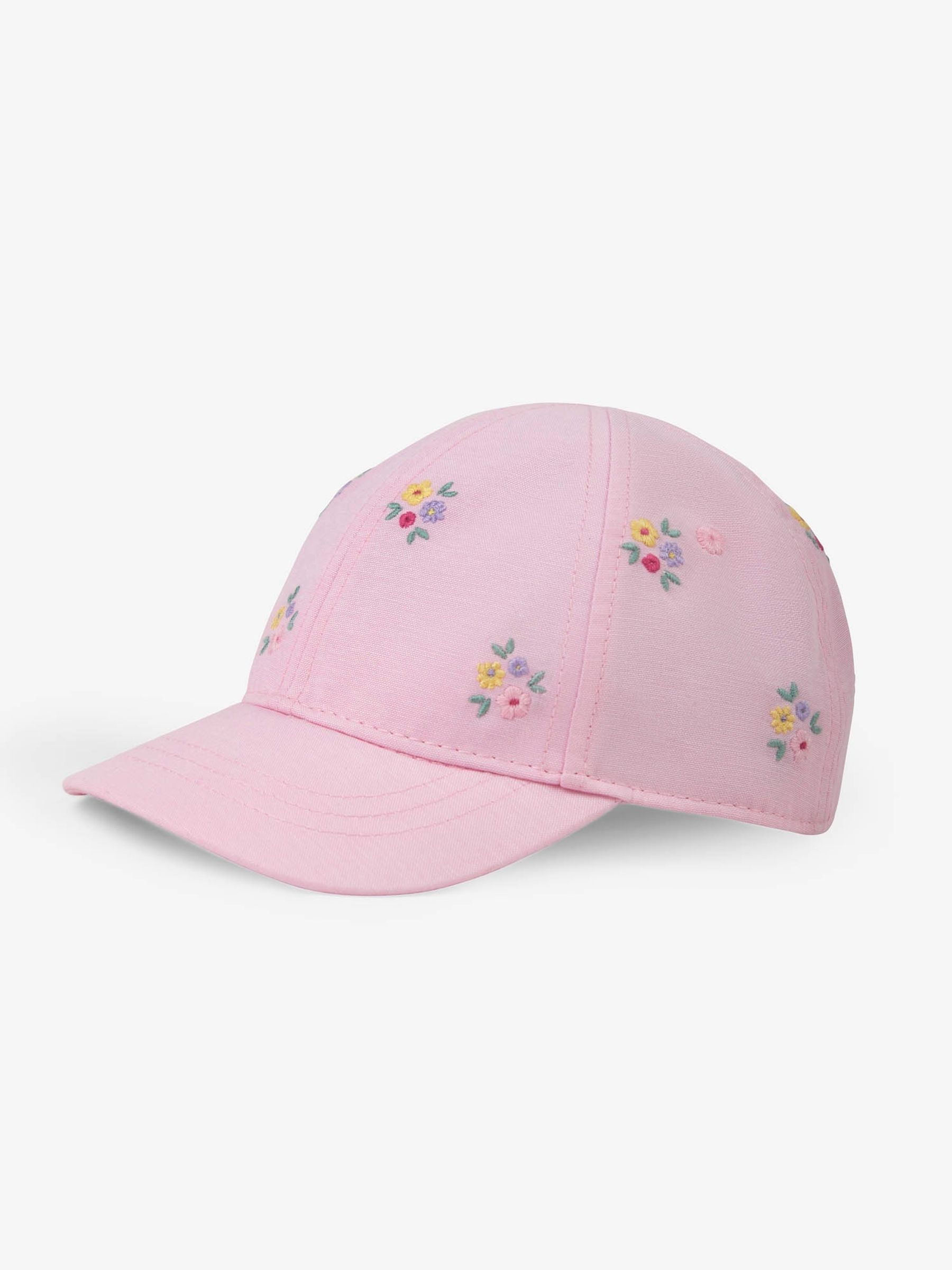 Pink Girls' Floral Embroidered Baseball Cap - Image 1 of 4