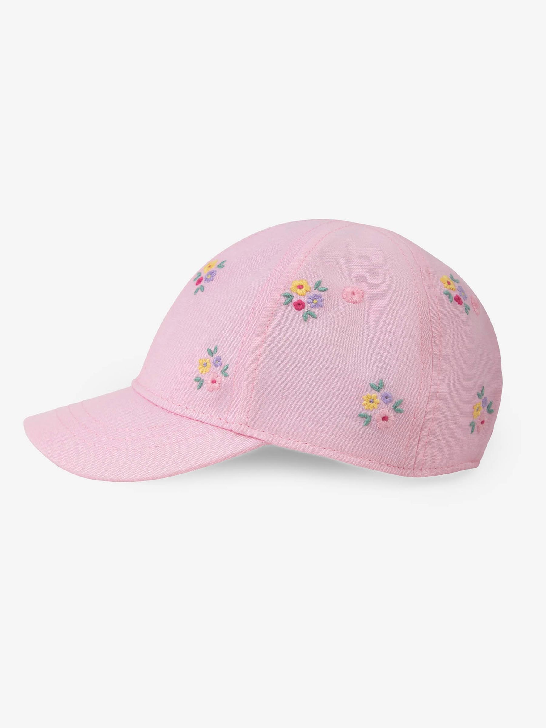 Pink Girls' Floral Embroidered Baseball Cap - Image 2 of 4