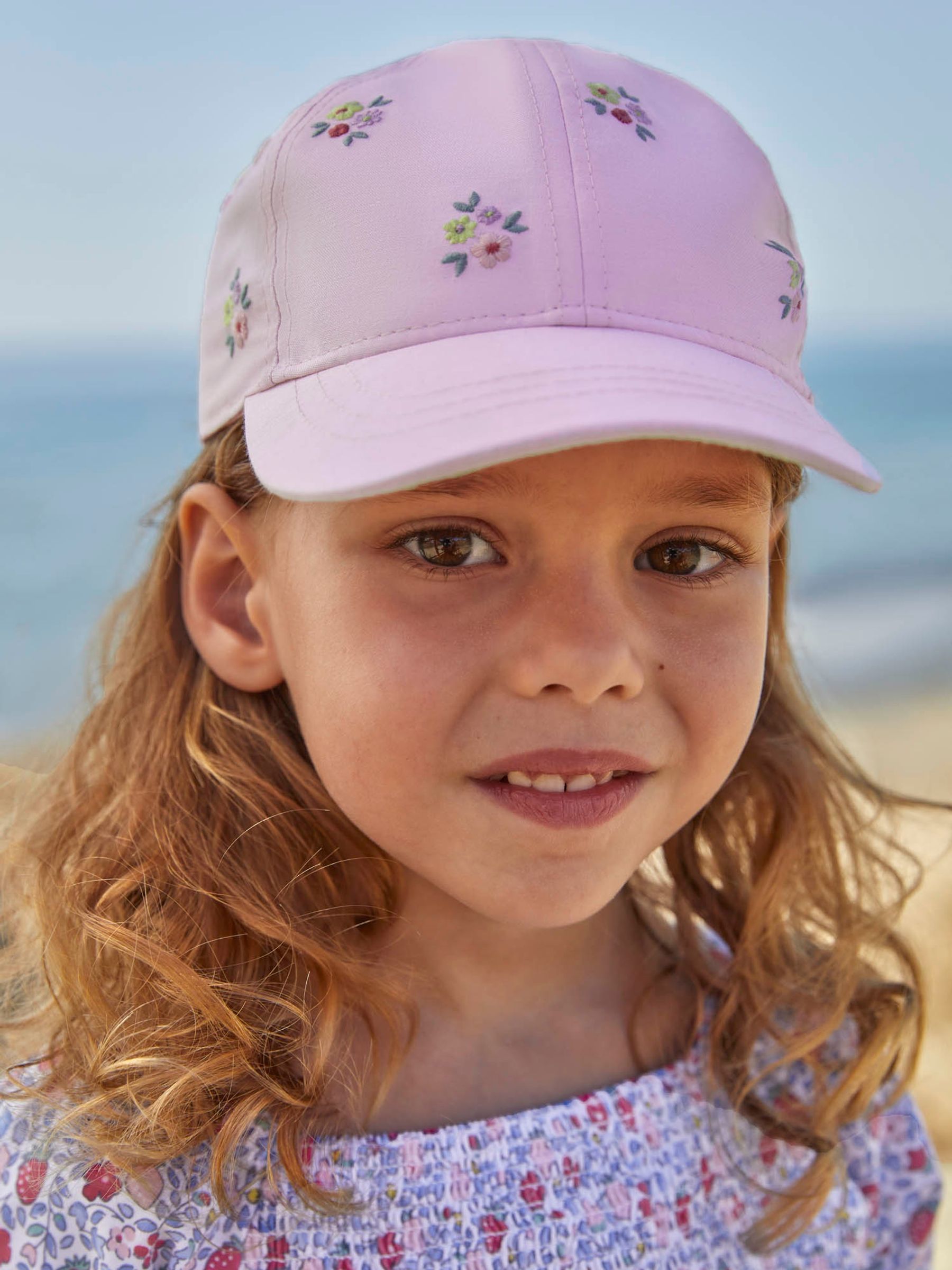 Pink Girls' Floral Embroidered Baseball Cap - Image 4 of 4