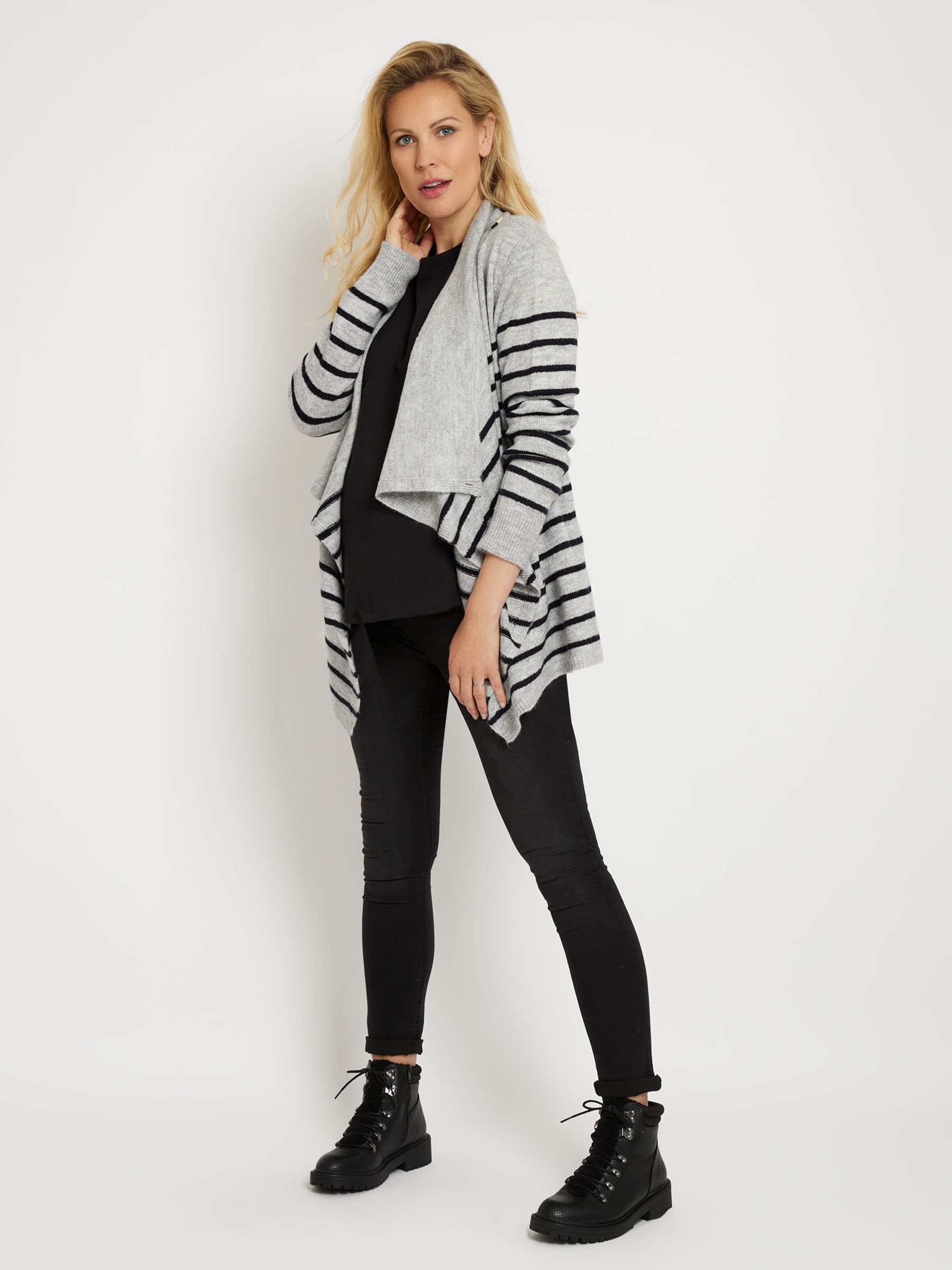 Marl Grey Grey Stripe Maternity & Nursing Cardigan - Image 2 of 3