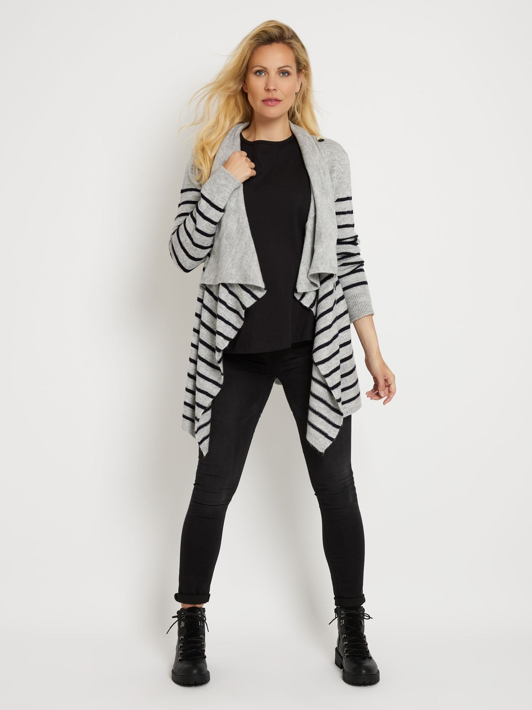 Marl Grey Grey Stripe Maternity & Nursing Cardigan - Image 3 of 3