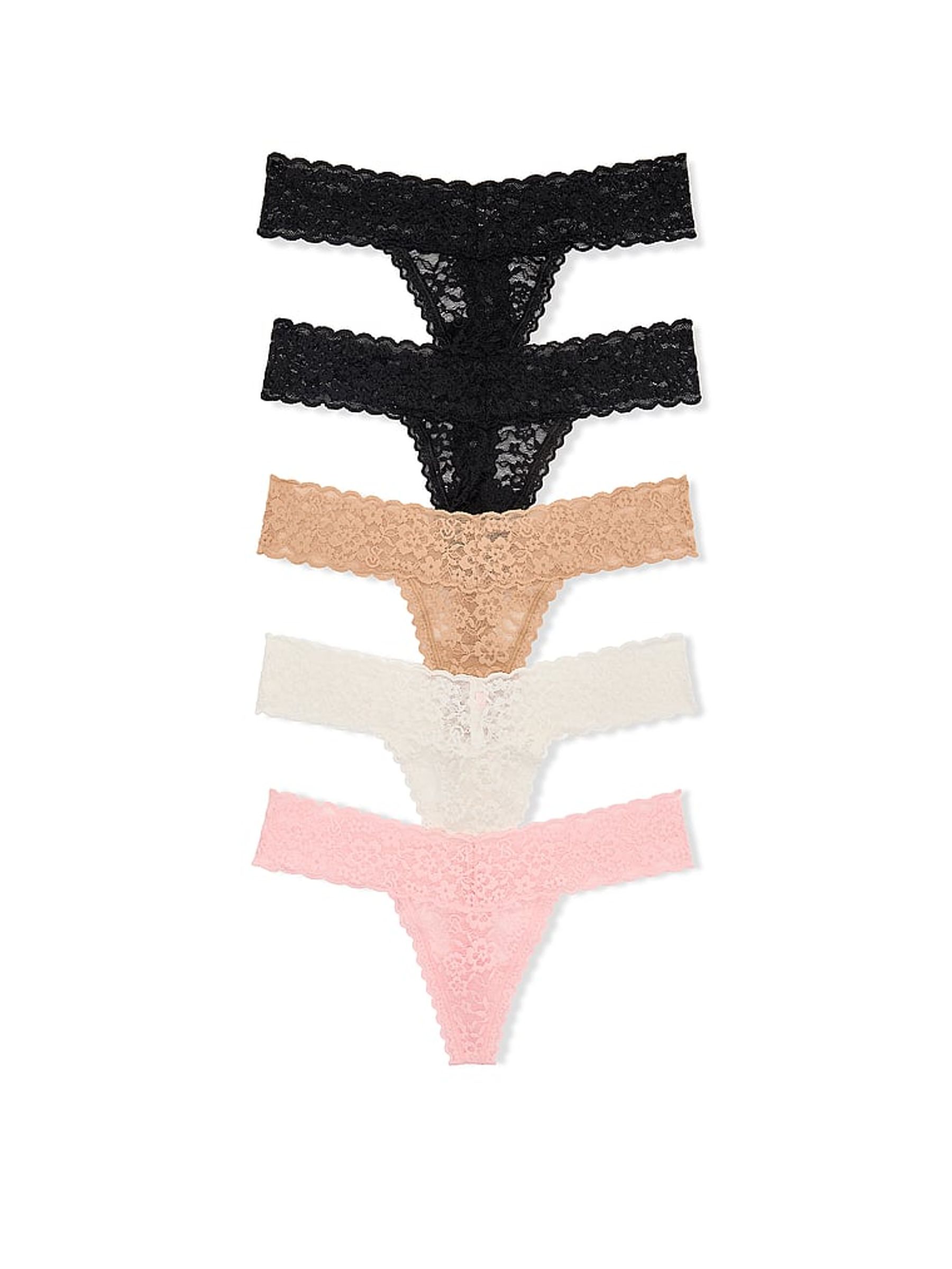 Black/Nude/White/Pink Thong Knickers 5 Pack - Image 1 of 3 Black/Nude/White/Pink Thong Knickers 5 Pack - Image 1 of 3