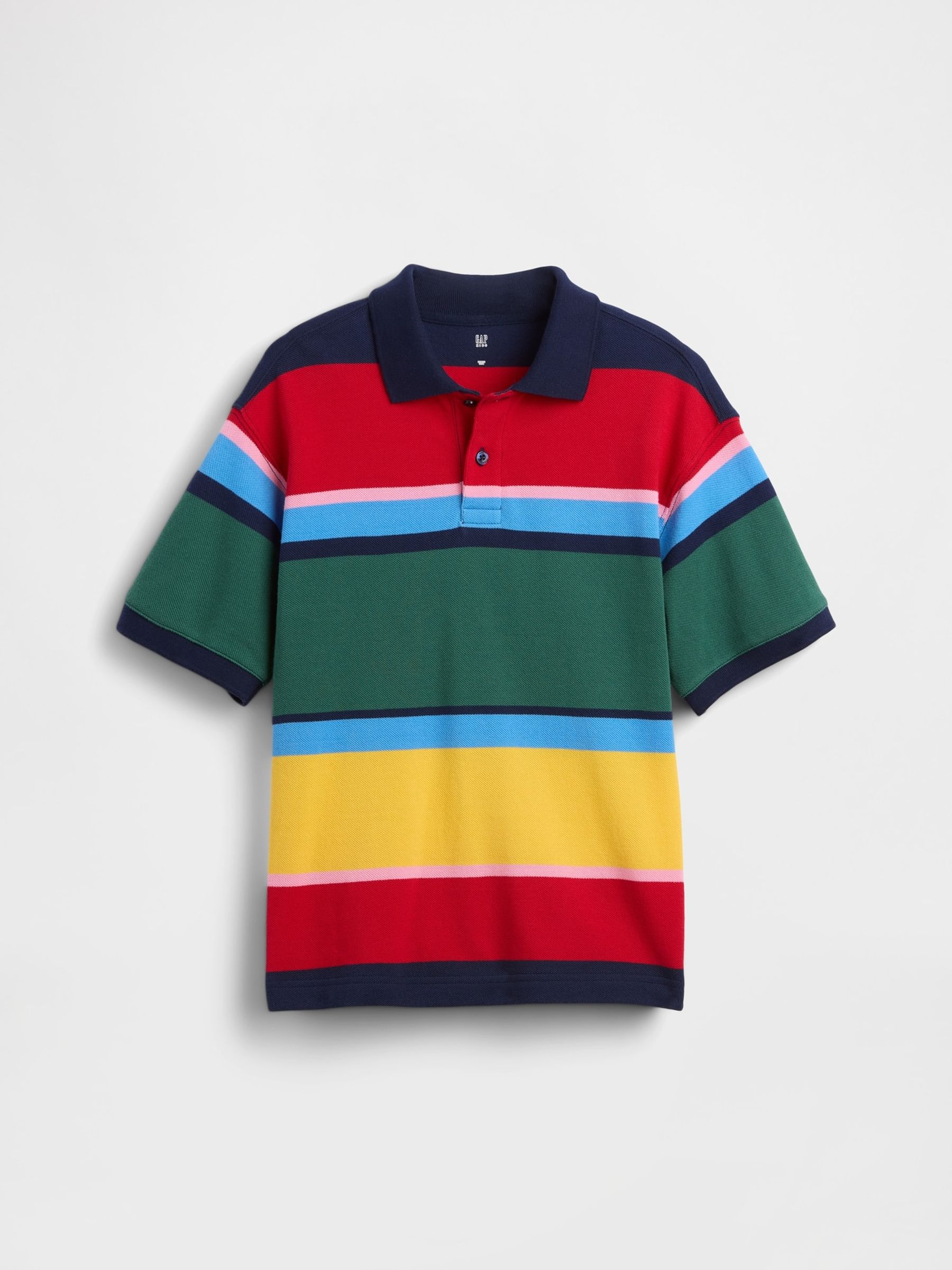 Multi Stripe Relaxed Pique Polo Shirt - Image 3 of 5