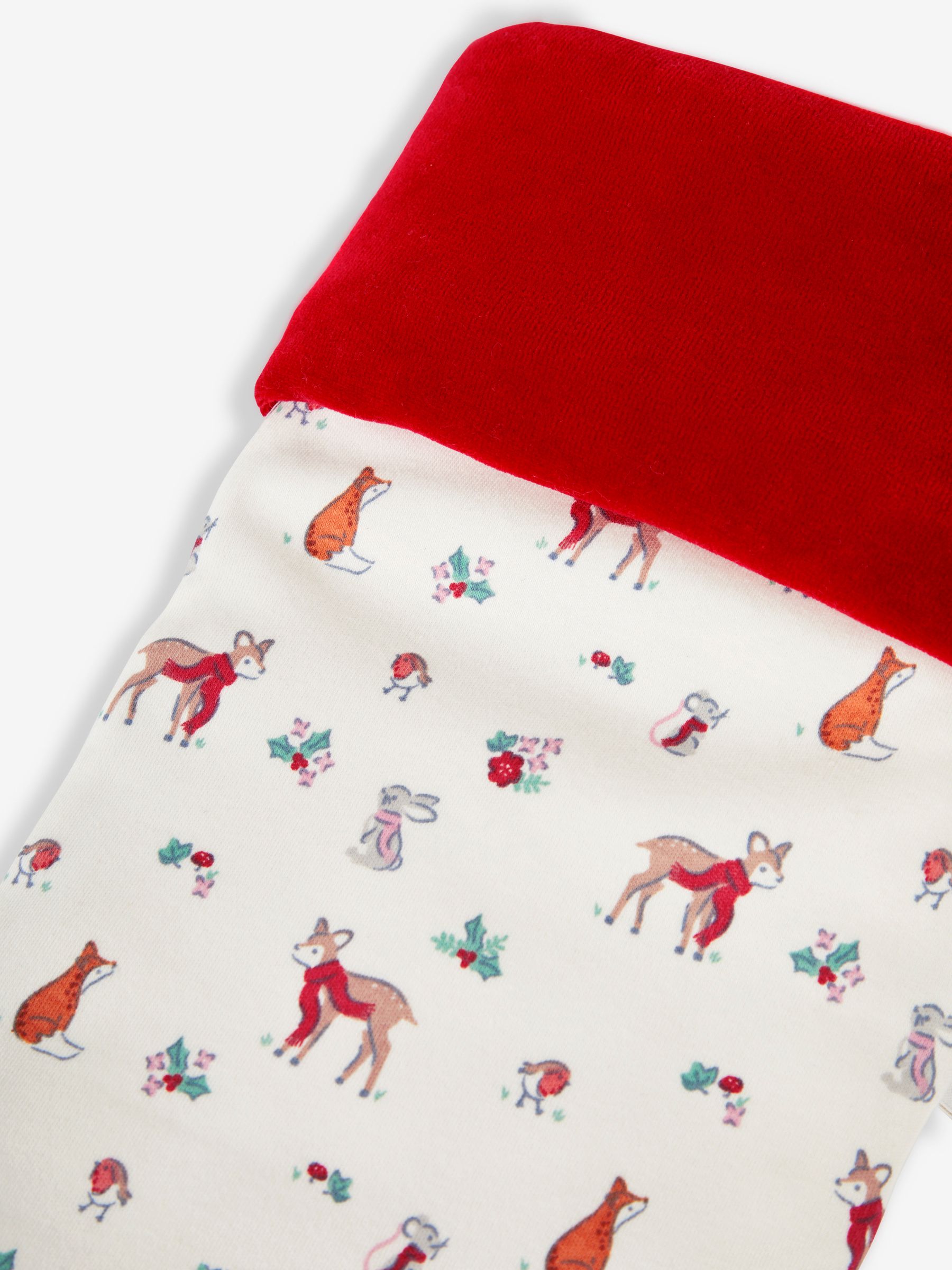 Cream Woodland Print Christmas Stocking - Image 2 of 2
