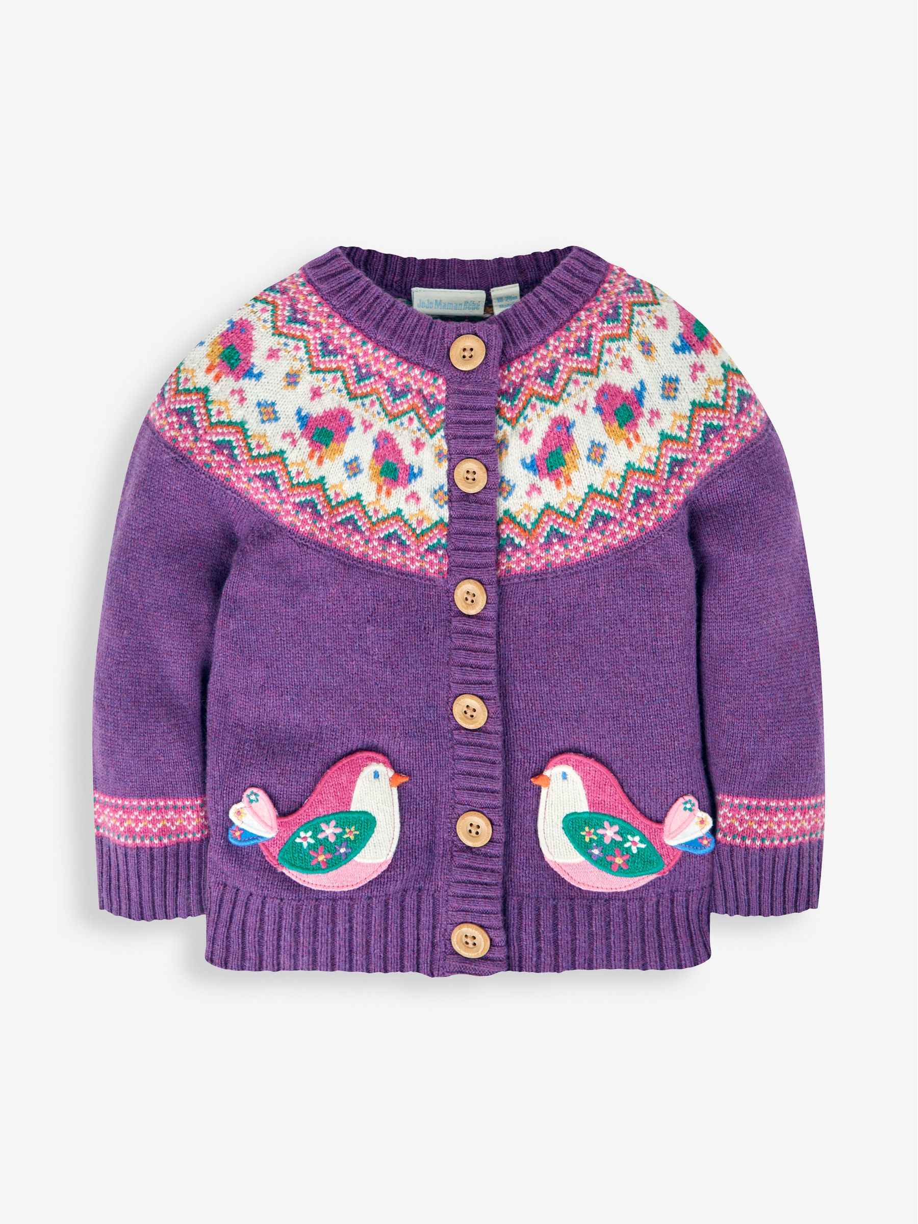 Purple Bird Fairisle Pattern Cardigan - Image 1 of 3