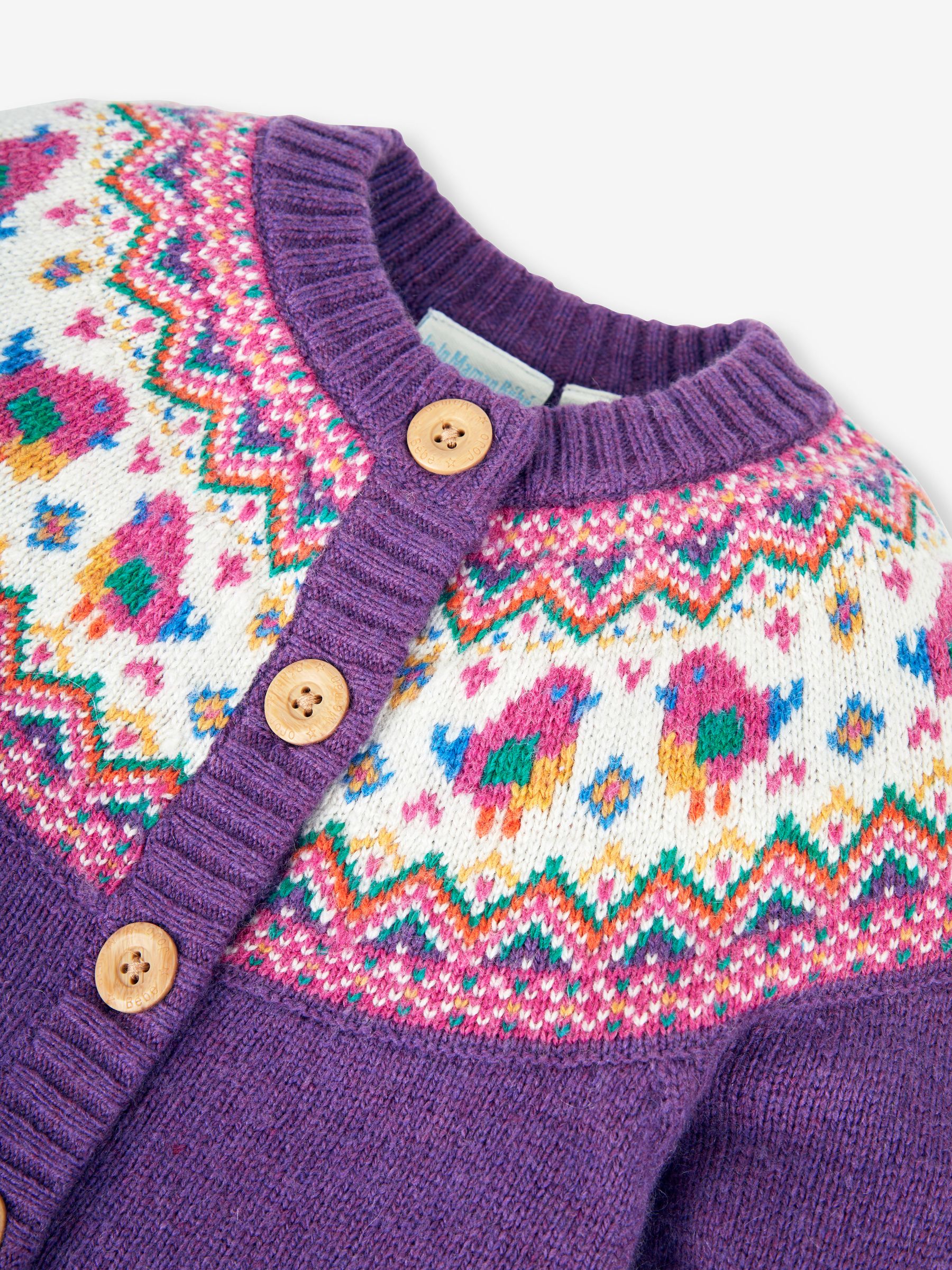 Purple Bird Fairisle Pattern Cardigan - Image 2 of 3