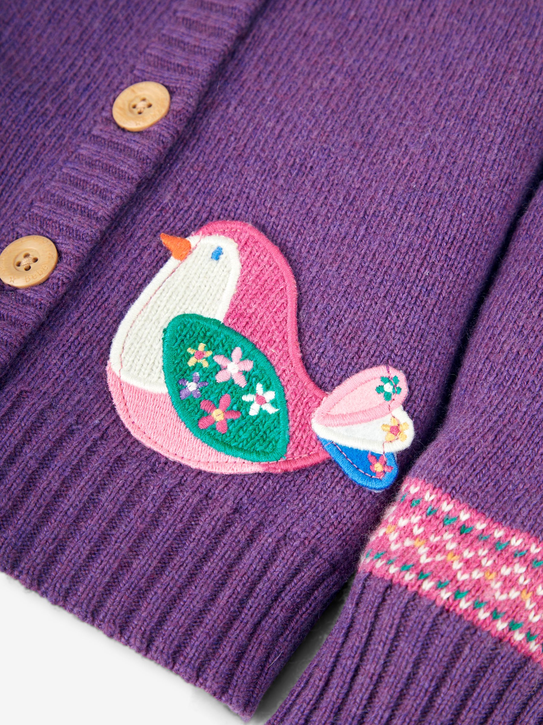 Purple Bird Fairisle Pattern Cardigan - Image 3 of 3