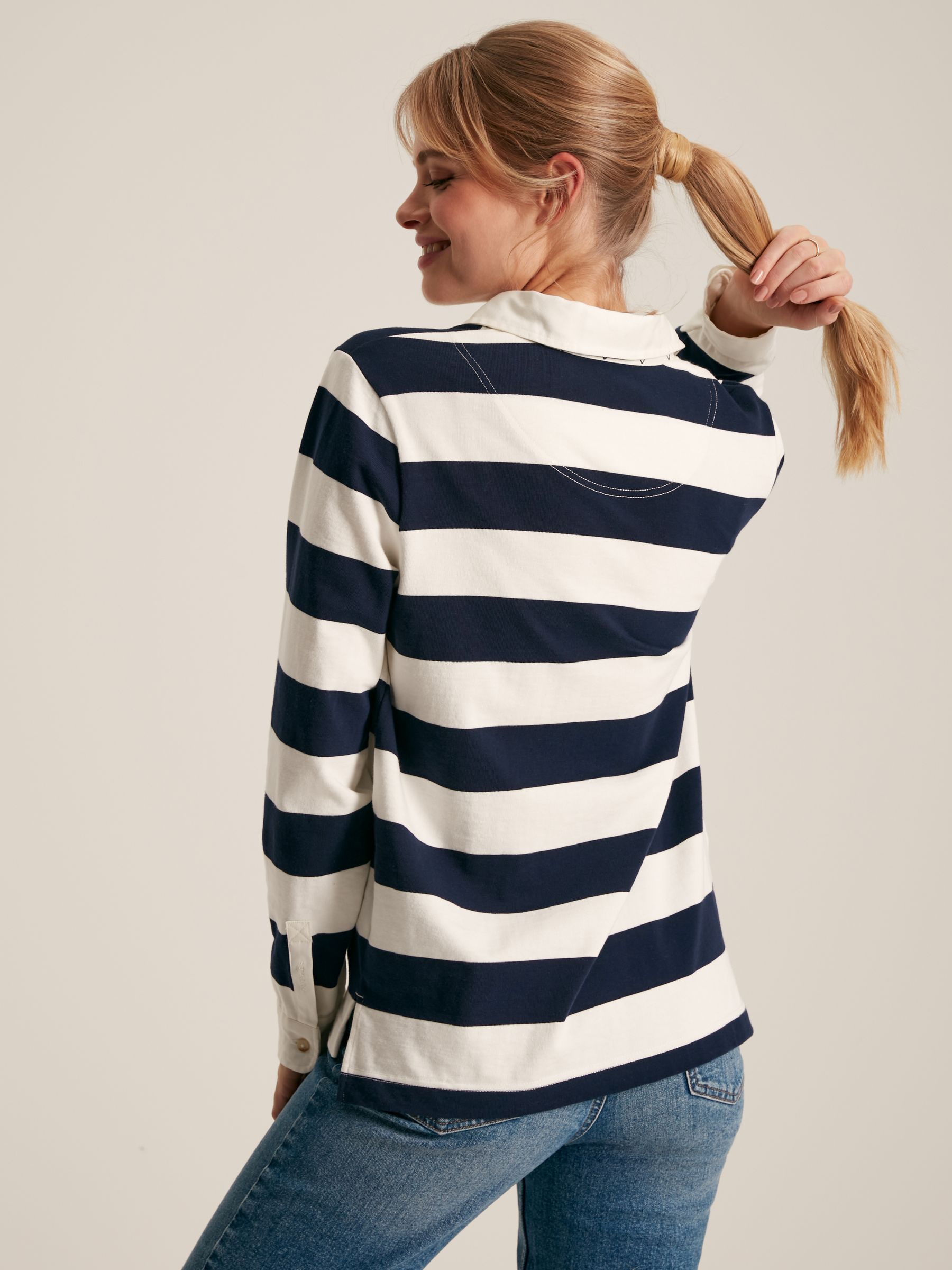 Falmouth Navy & White Cotton Rugby Shirt - Image 2 of 7